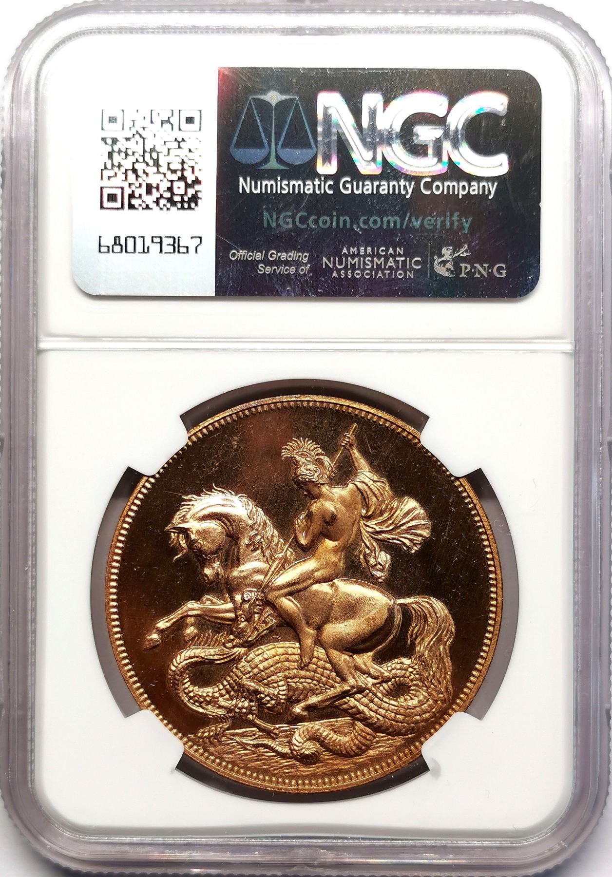 凡希社世界钱币微拍第二百六十二期 1879英国小维背屠龙克朗NGC-PF67黄铜后铸品