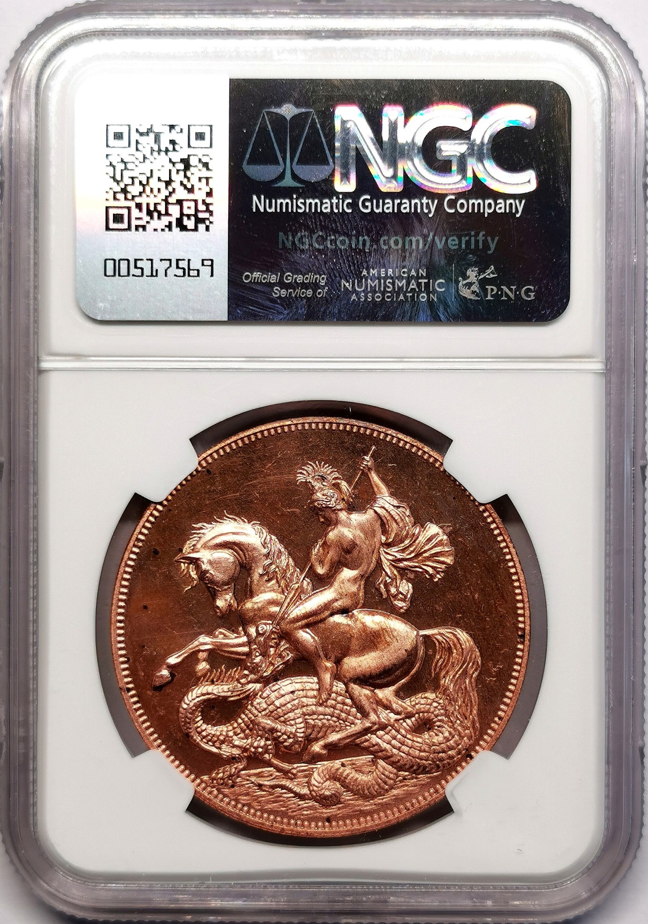 凡希社世界钱币微拍第二百六十二期 1879英国小维背屠龙克朗NGC-PF65紫铜后铸品