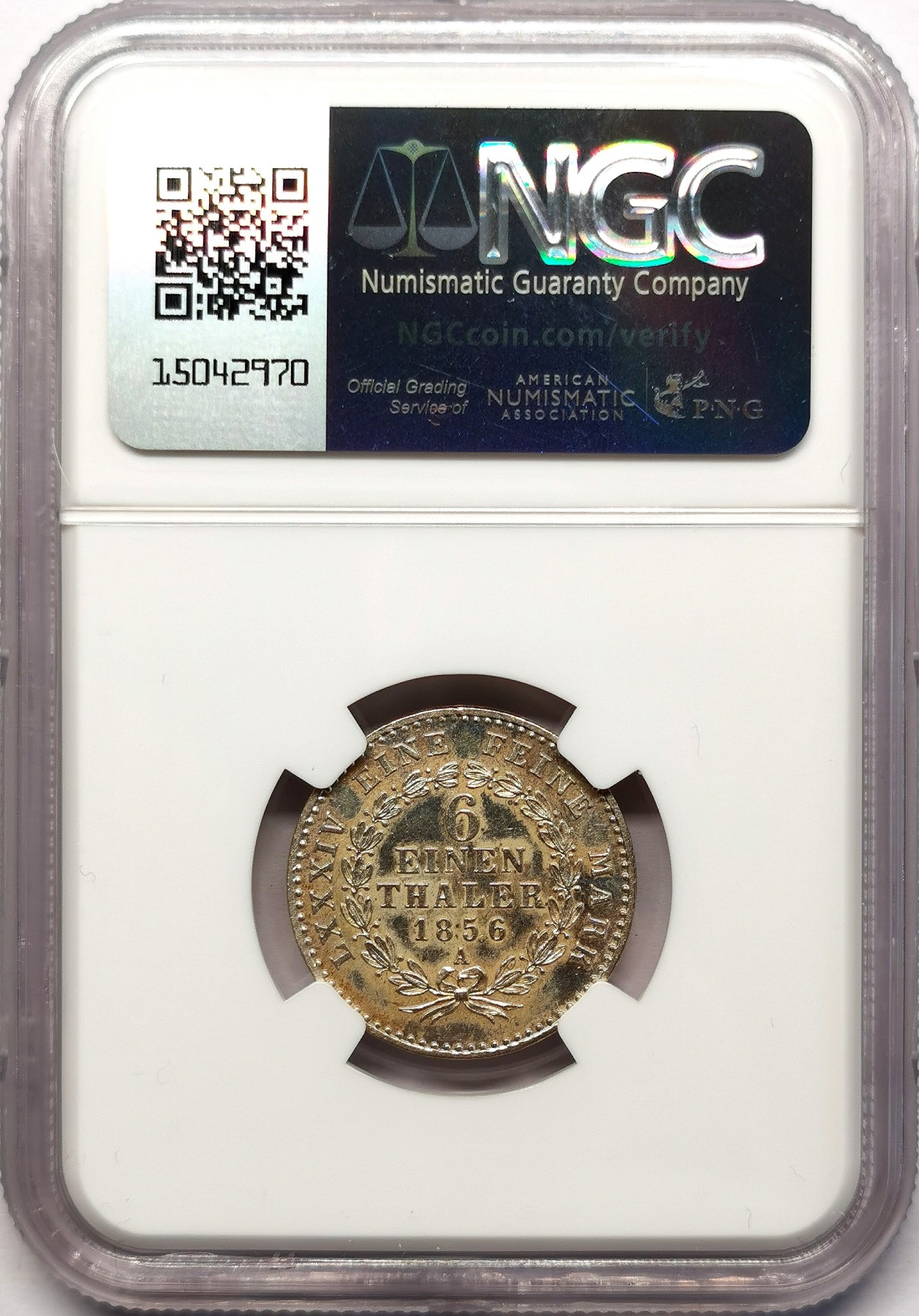 凡希社世界钱币微拍第二百六十二期 1856安哈特-伯恩堡1/6泰勒NGC-UNCD