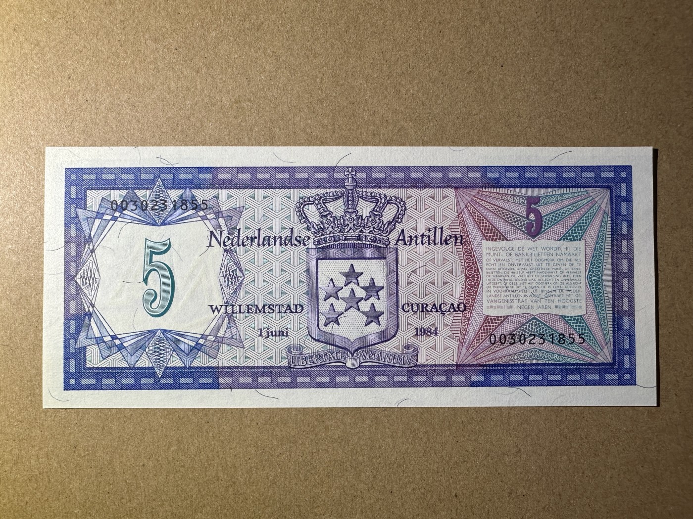 《张总收藏》140期-外币精品荟萃 荷属安的列斯5盾 UNC 1984年