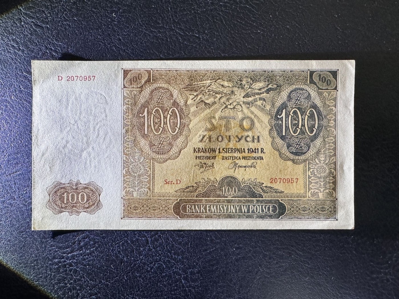 收藏联盟Quantum Auction 第329期拍卖  波兰1941年100兹罗提 品相UNC-  角折 大天使