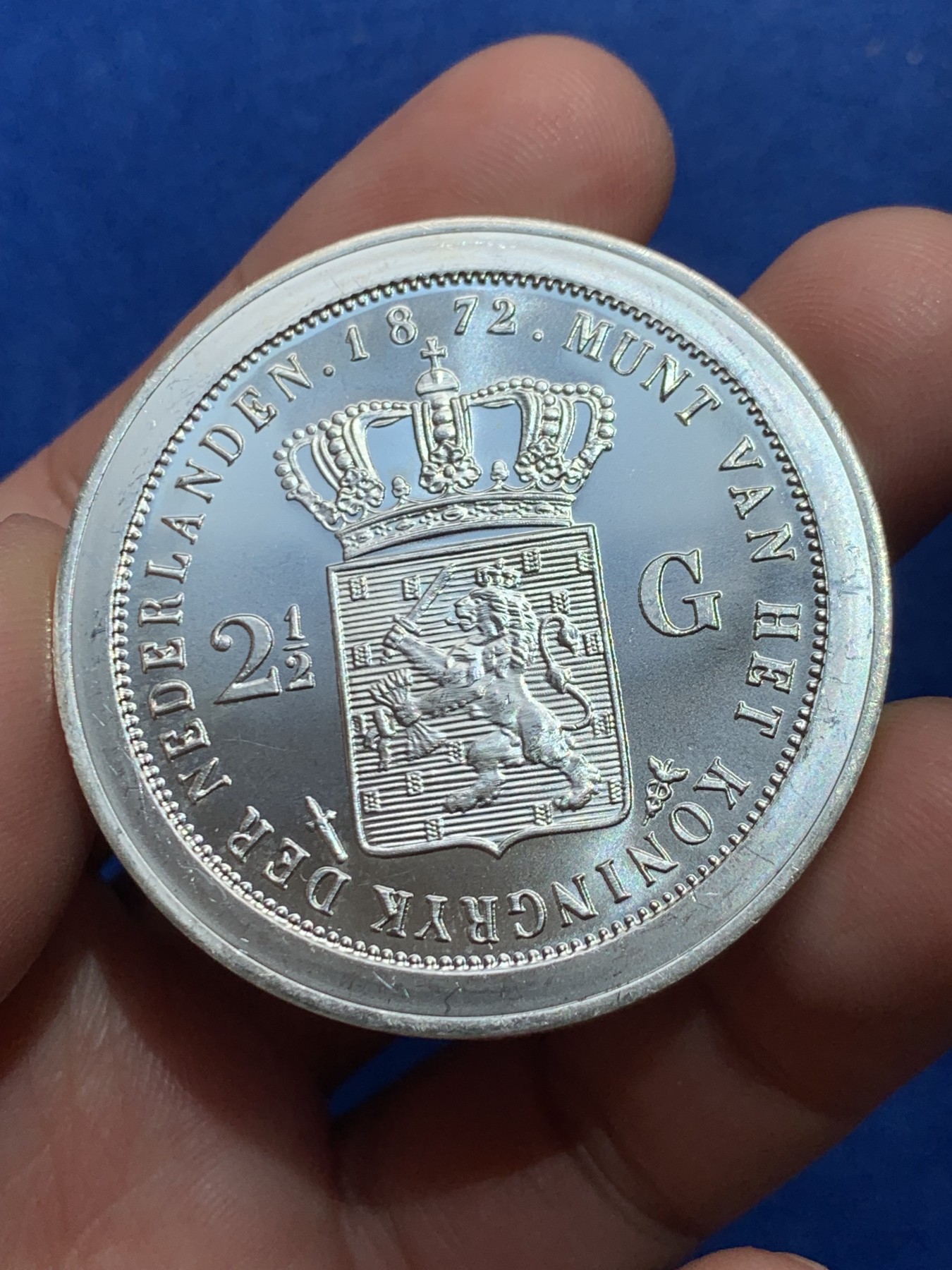 《竞宝斋》第245场-周日，周一 ，周二3场连拍 (全场包邮) 荷兰 威廉三世国王头像大银章 925银 45mm 33.3克