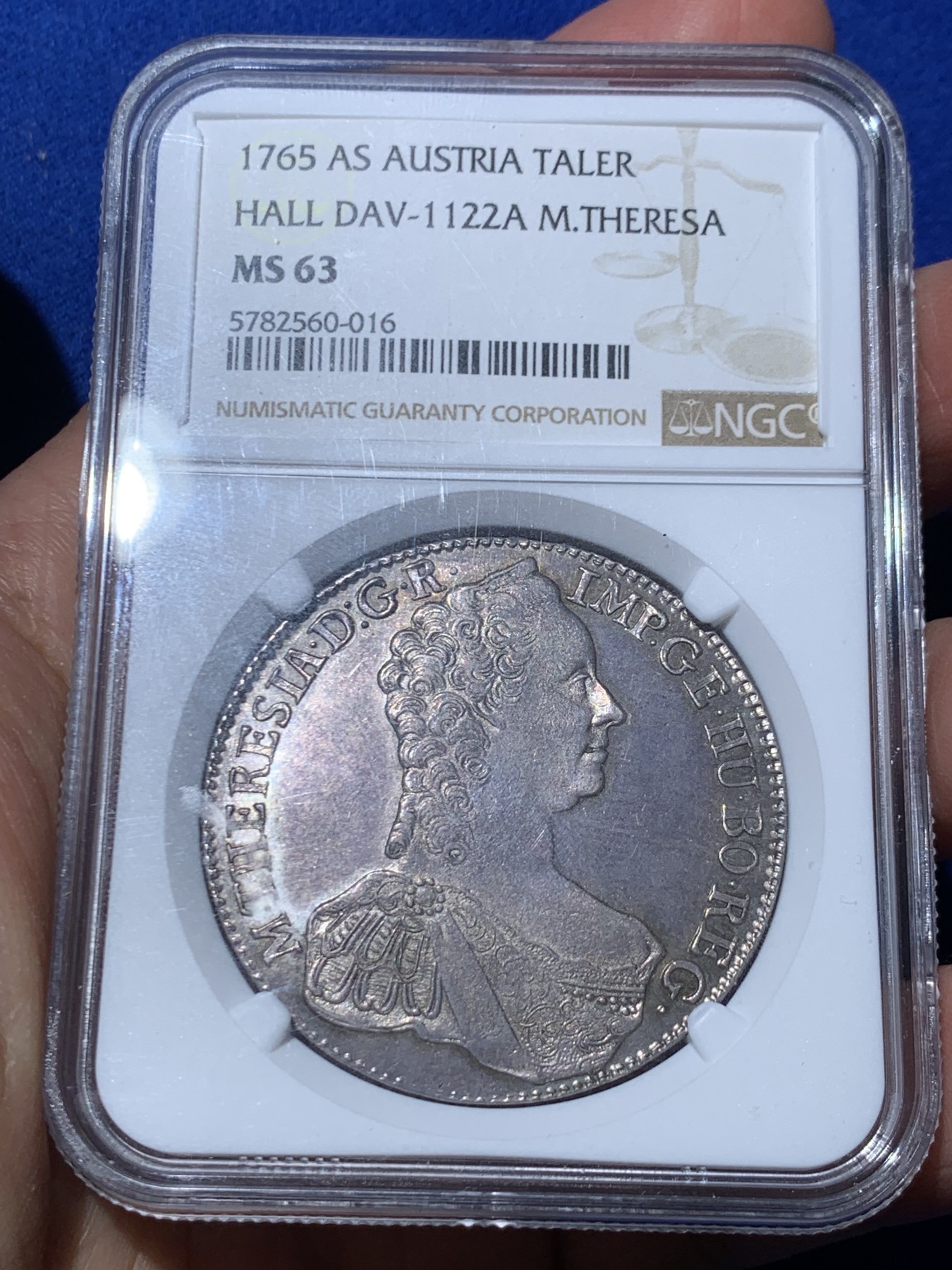 《竞宝斋》第245场-周日，周一 ，周二3场连拍 (全场包邮) 唯一冠军！NGC-MS63 神罗1765年玛丽亚特蕾西亚泰勒 淡紫罗兰包浆