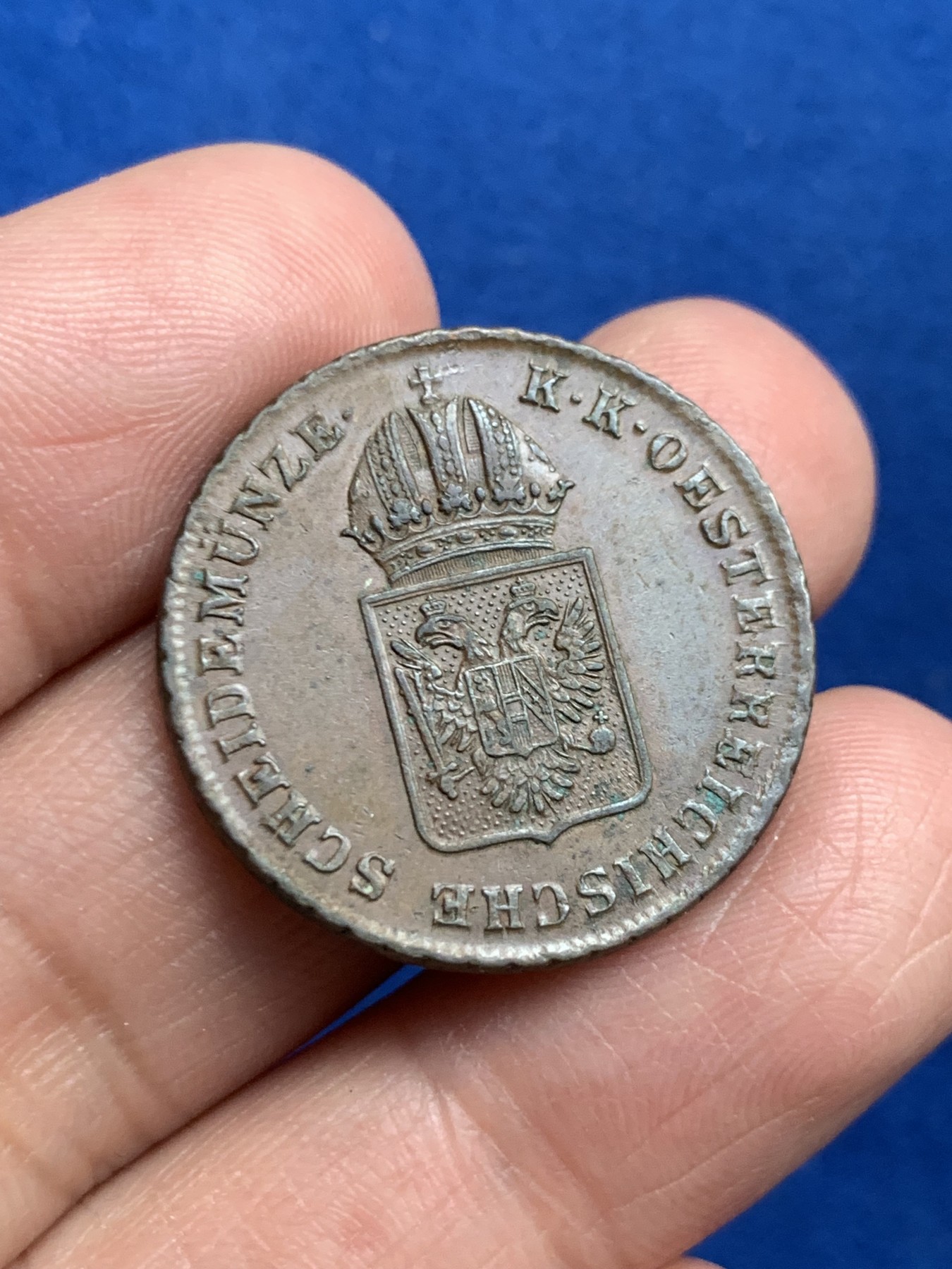 《竞宝斋》第245场-周日，周一 ，周二3场连拍 (全场包邮) 两枚一组 1816年奥地利帝国1克洛兹铜币+1859年奥地利帝国1/4福林银币 少见品种