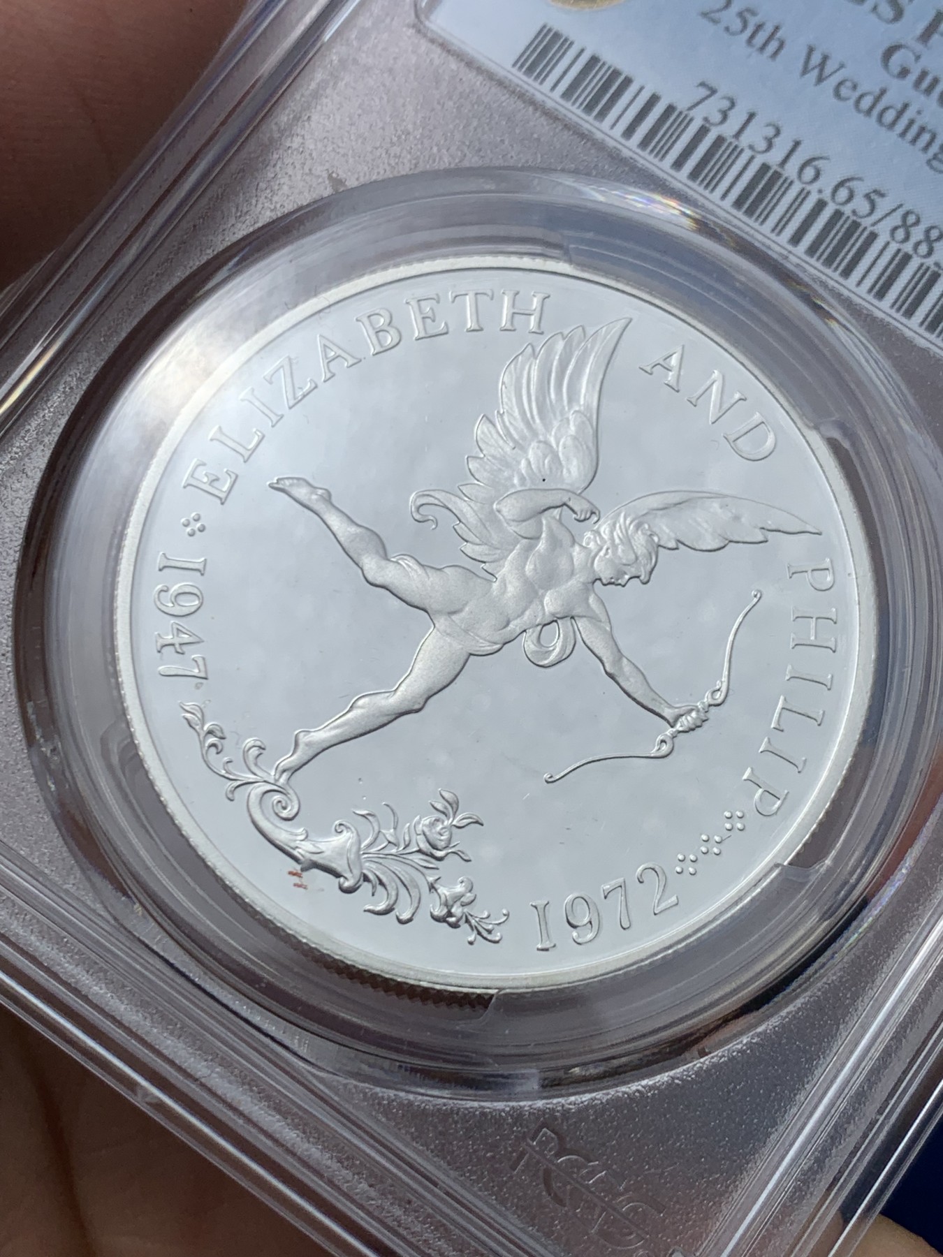 《竞宝斋》第245场-周日，周一 ，周二3场连拍 (全场包邮) PCGS PR65DCAM 根西岛1972年25便士女王银婚银币