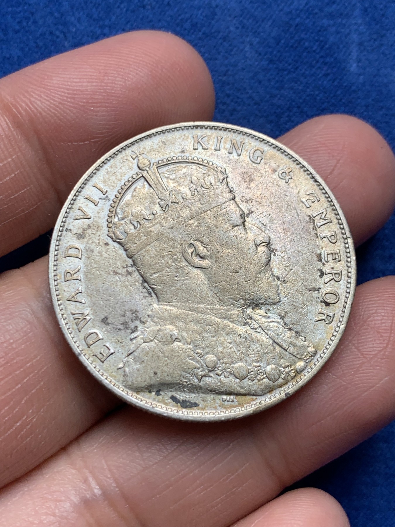 《竞宝斋》第245场-周日，周一 ，周二3场连拍 (全场包邮) 英属海峡1907年爱德华七世1元银币