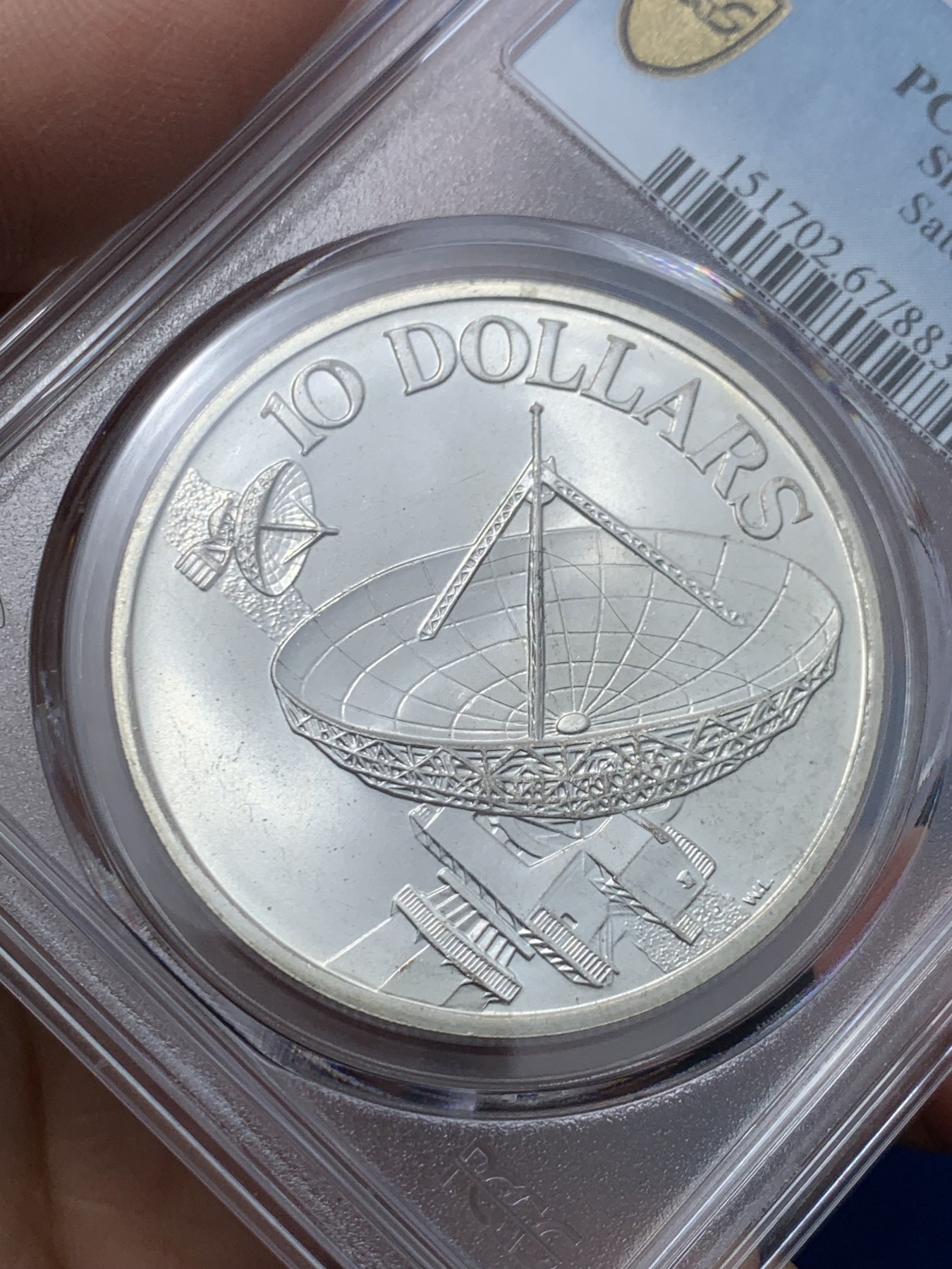 《竞宝斋》第245场-周日，周一 ，周二3场连拍 (全场包邮) PCGS MS67 新加坡1979年雷达10元银币 高分好品