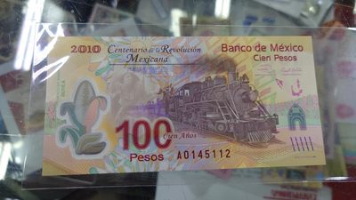 【世界钱币】精选微拍第96期暨2024年第七期 年度惊喜让利回馈 真正超低价起拍 - 2007年墨西哥100比索纪念钞 全新绝品A冠 