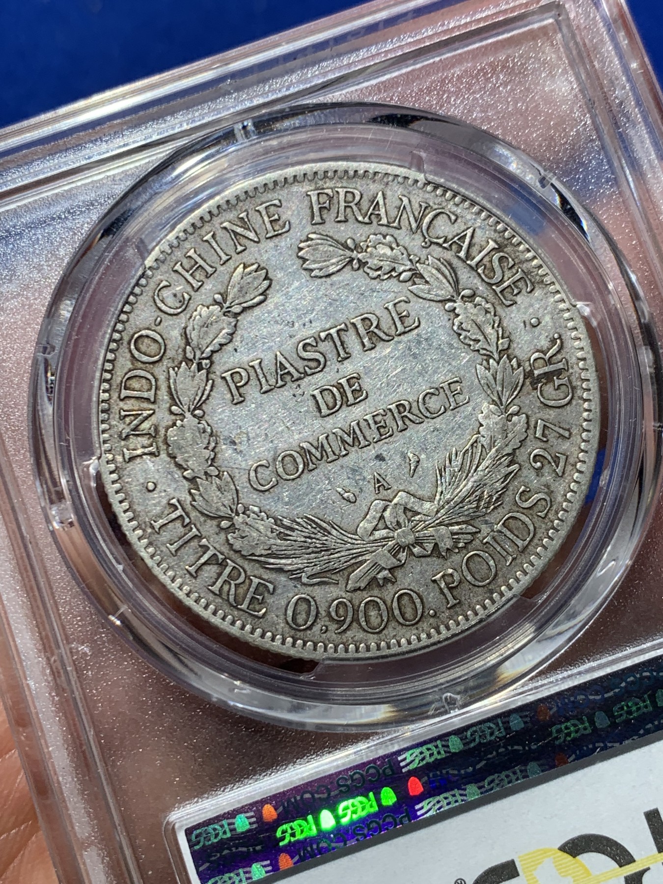 《竞宝斋》第245场-周日，周一 ，周二3场连拍 (全场包邮) PCGS-XF40 坐人坐洋 法国贸易银元皮亚斯特  1908年