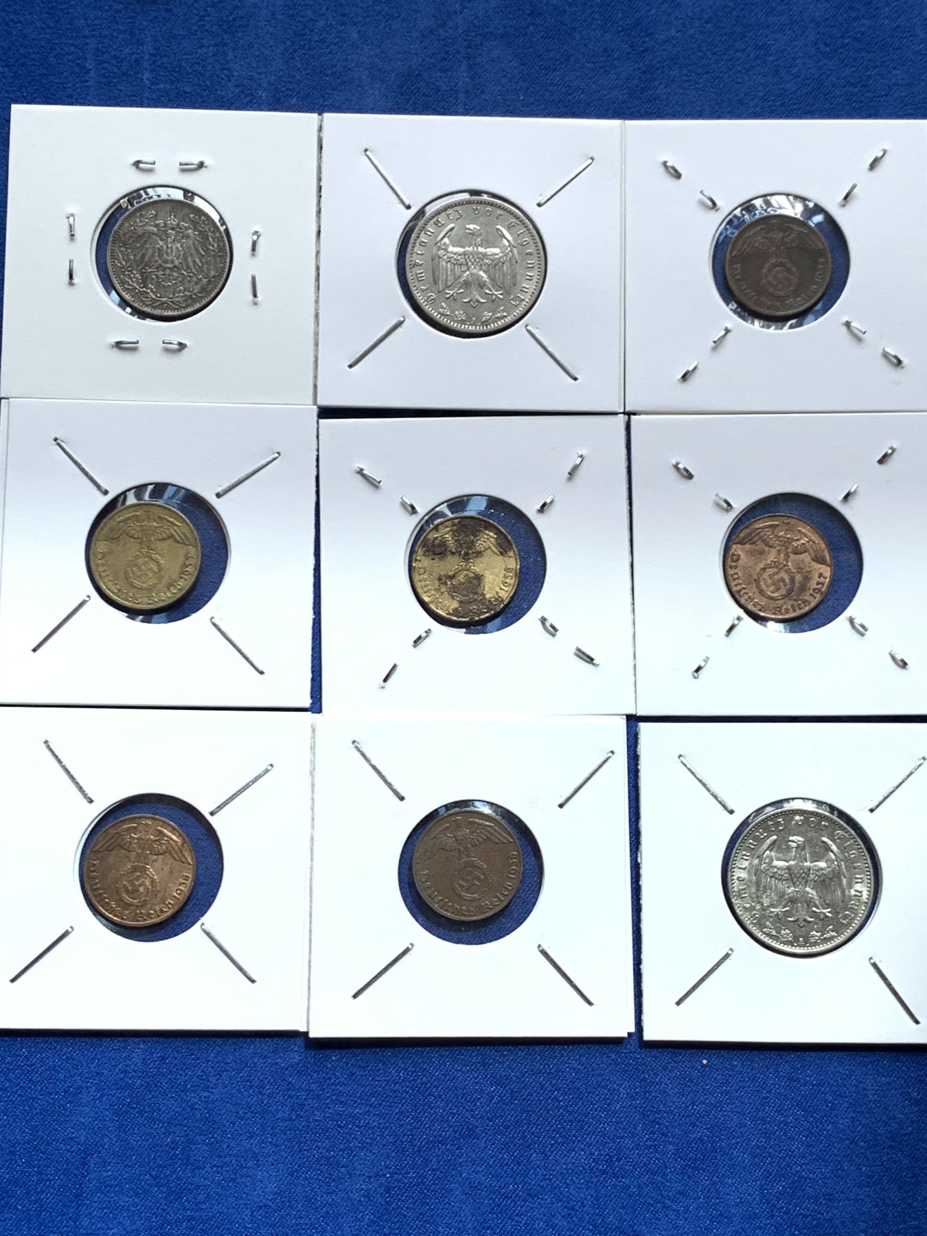 《竞宝斋》第245场-周日，周一 ，周二3场连拍 (全场包邮) 9枚一组 德意志辅币8枚+半马克银币