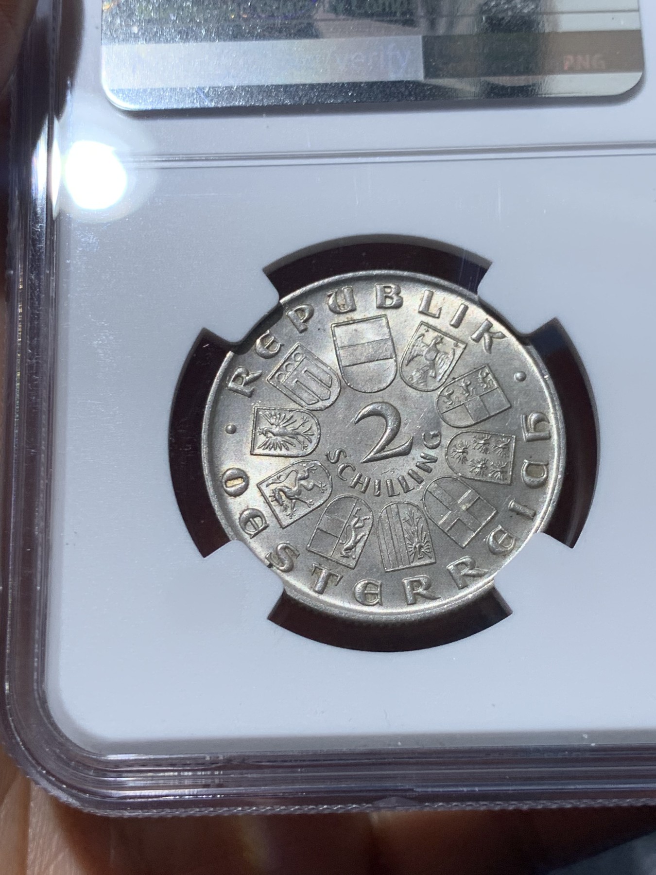 《竞宝斋》第245场-周日，周一 ，周二3场连拍 (全场包邮) NGC MS64 奥地利1930年诗人福格尔逝世700周年2先令银币