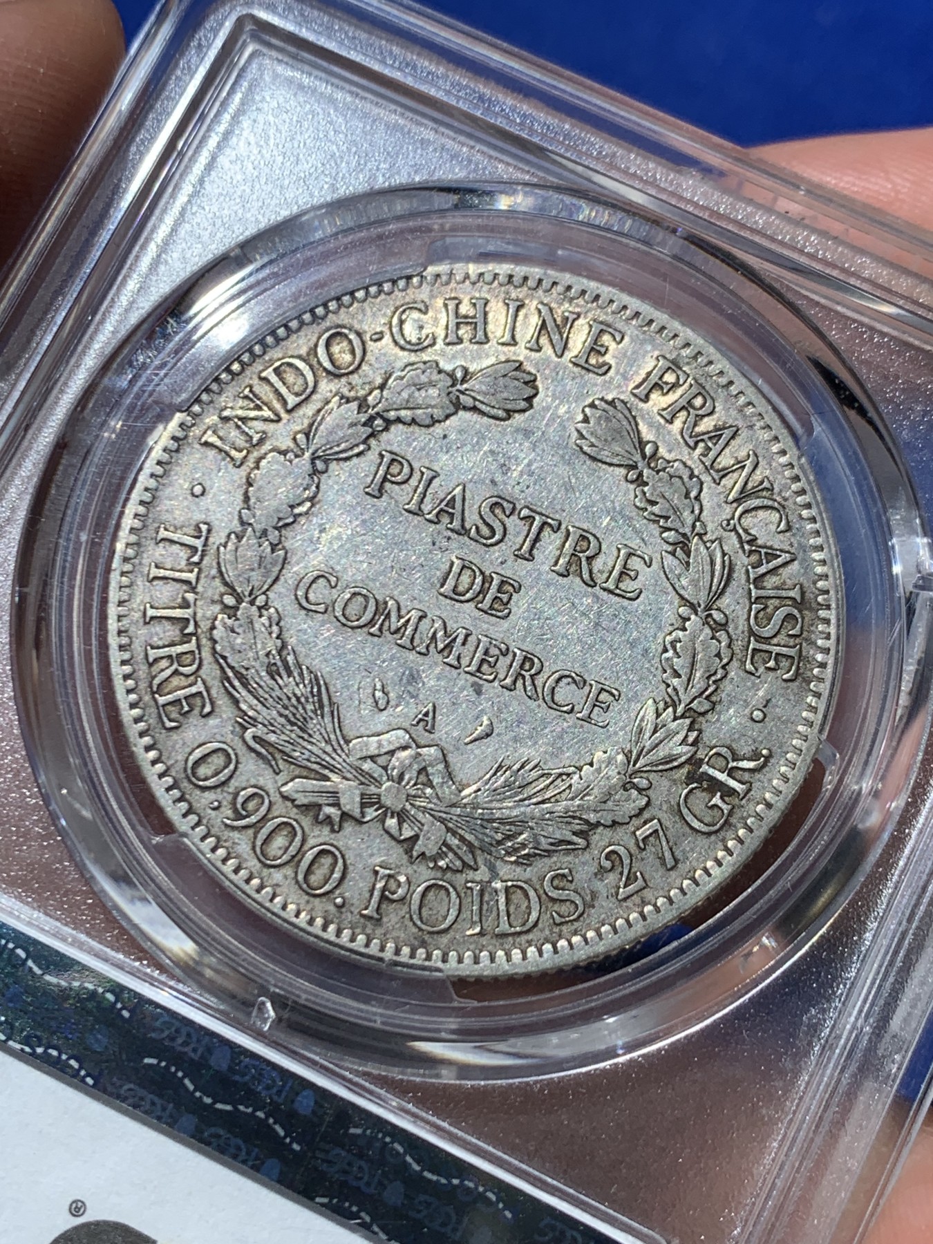 《竞宝斋》第245场-周日，周一 ，周二3场连拍 (全场包邮) PCGS-XF40 坐人坐洋 法国贸易银元皮亚斯特  1908年