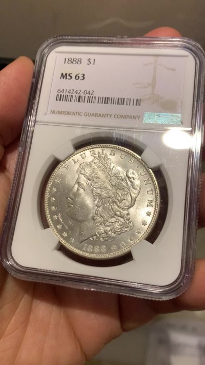 《竞宝斋》第245场-周日，周一 ，周二3场连拍 (全场包邮) NGC MS63 美国1888年摩根1美元银币 大火的吉祥年份