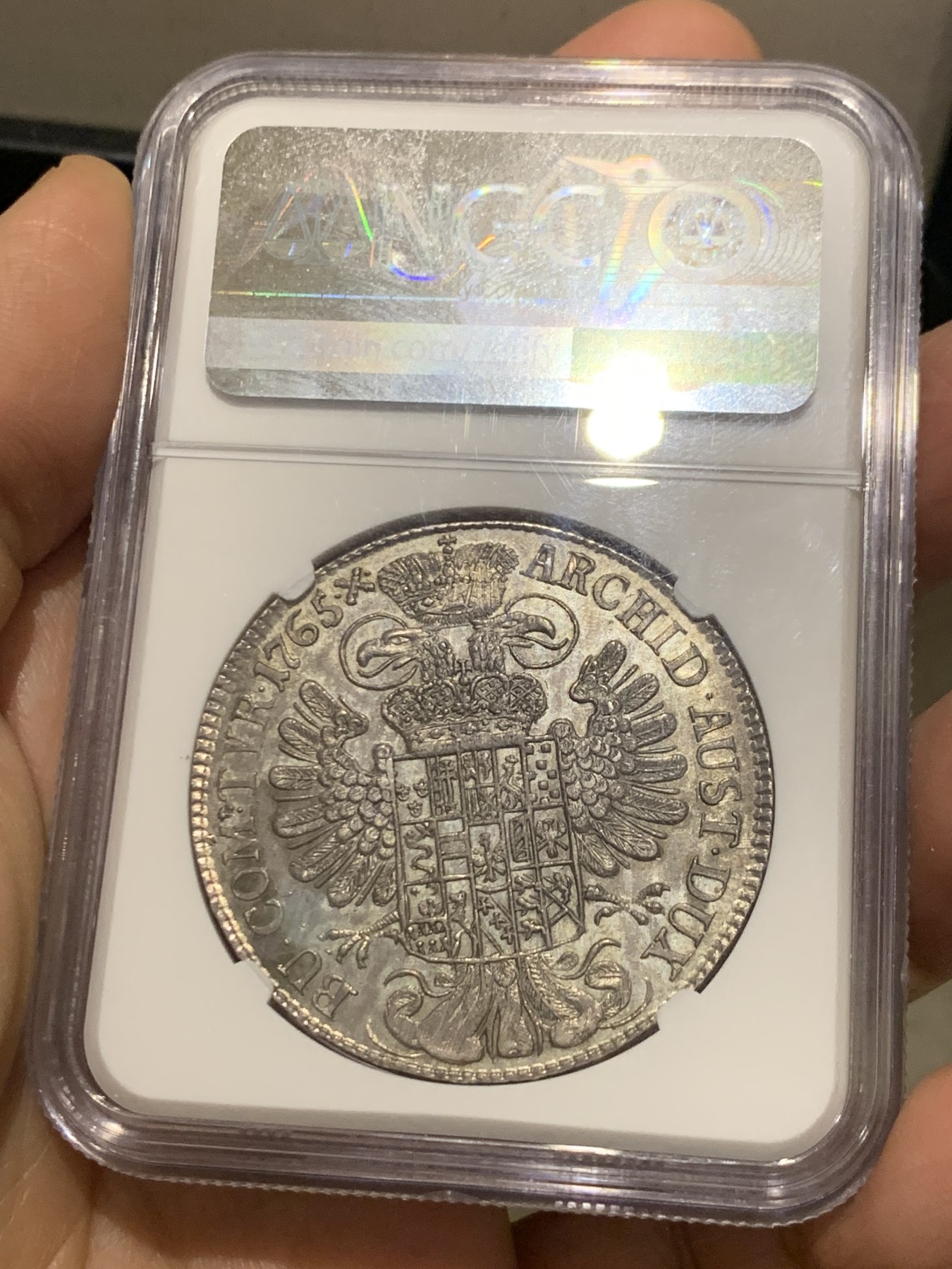 《竞宝斋》第245场-周日，周一 ，周二3场连拍 (全场包邮) 唯一冠军！NGC-MS63 神罗1765年玛丽亚特蕾西亚泰勒 淡紫罗兰包浆