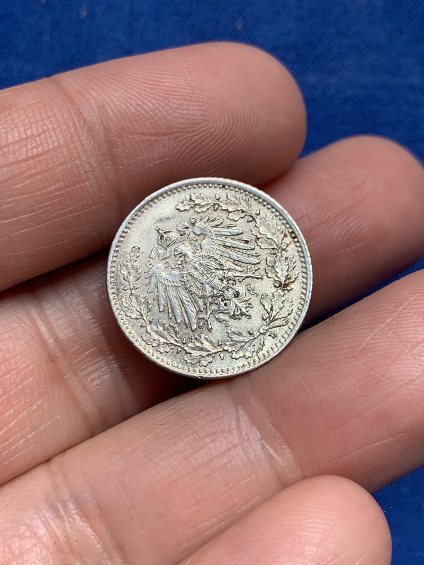 《竞宝斋》第245场-周日，周一 ，周二3场连拍 (全场包邮) 德国1918年半马克D厂银币