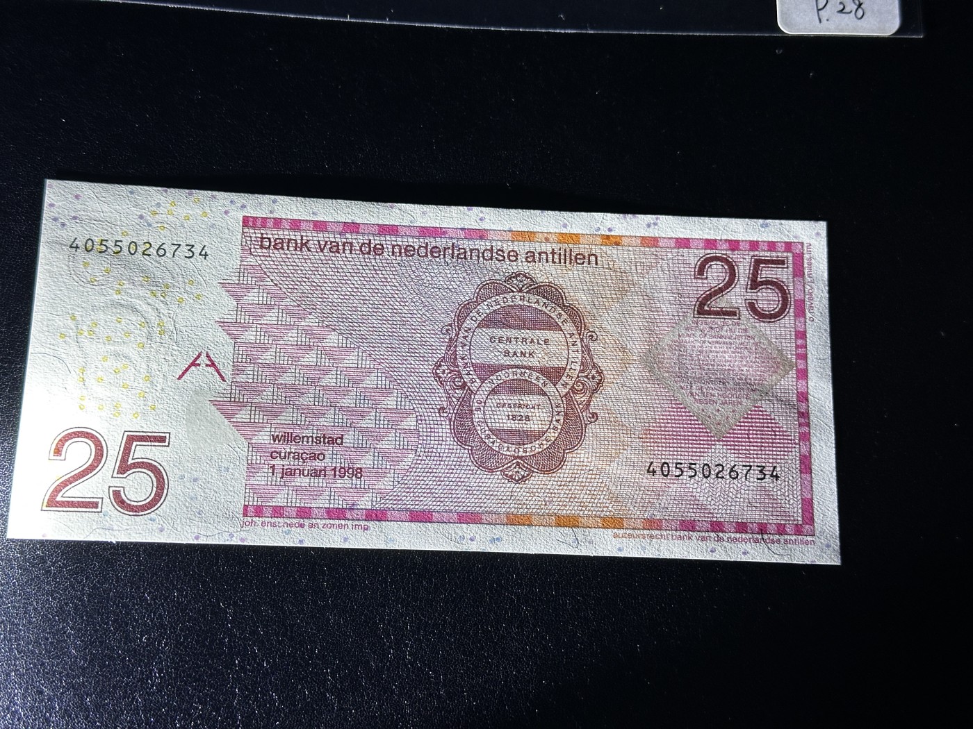 《外钞收藏家》第三百四十七期 美洲纸币专场（荷属安的列斯、福克兰群岛、阿鲁巴、墨西哥等） 荷属安的列斯群岛1998年25盾（P29）全新UNC