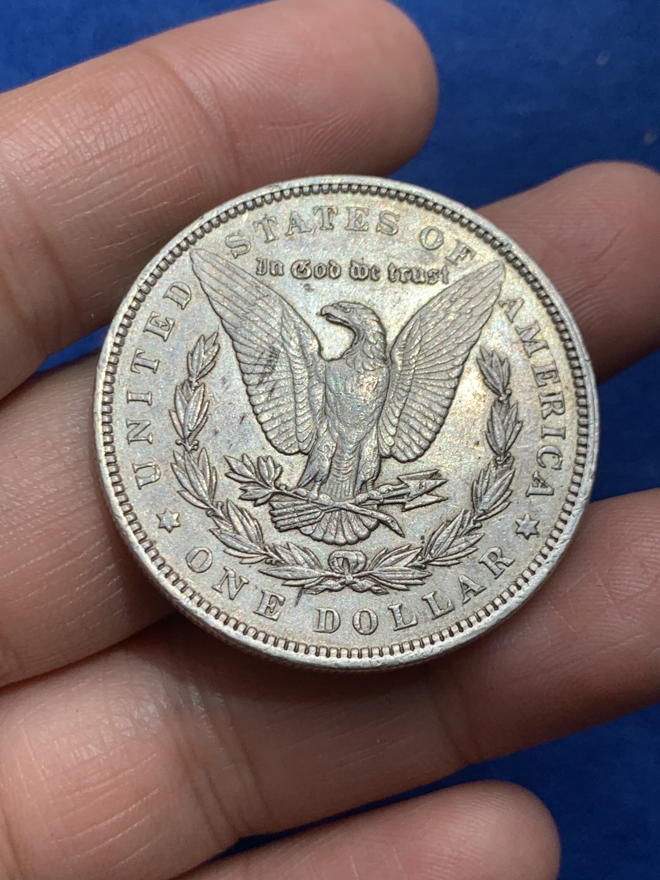 《竞宝斋》第245场-周日，周一 ，周二3场连拍 (全场包邮) 美国1890年淡带彩美品摩根大银币