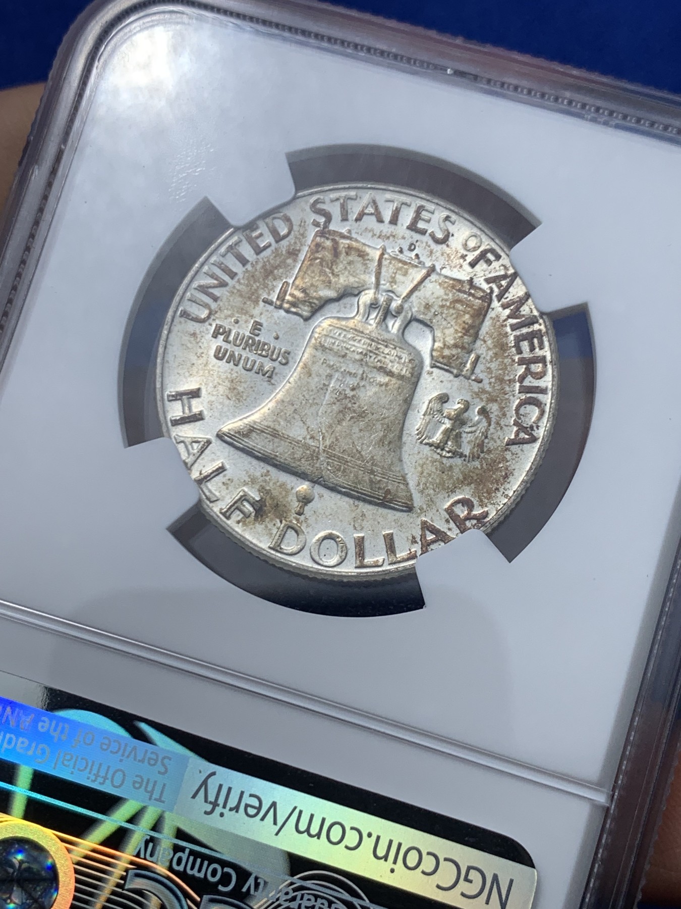 《竞宝斋》第245场-周日，周一 ，周二3场连拍 (全场包邮) NGC MS65 美国1963年富兰克林华盛顿大笨钟50分银币