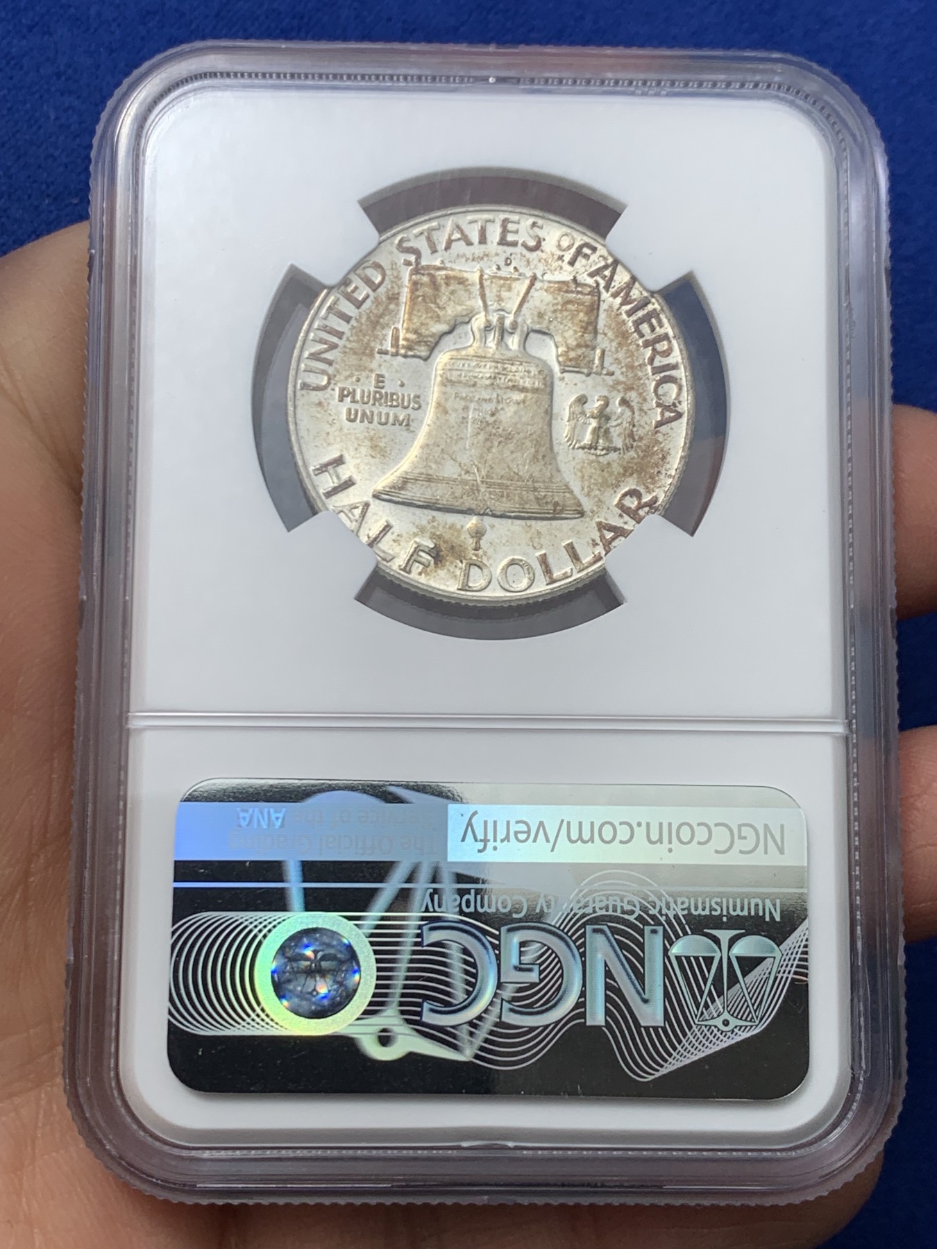 《竞宝斋》第245场-周日，周一 ，周二3场连拍 (全场包邮) NGC MS65 美国1963年富兰克林华盛顿大笨钟50分银币