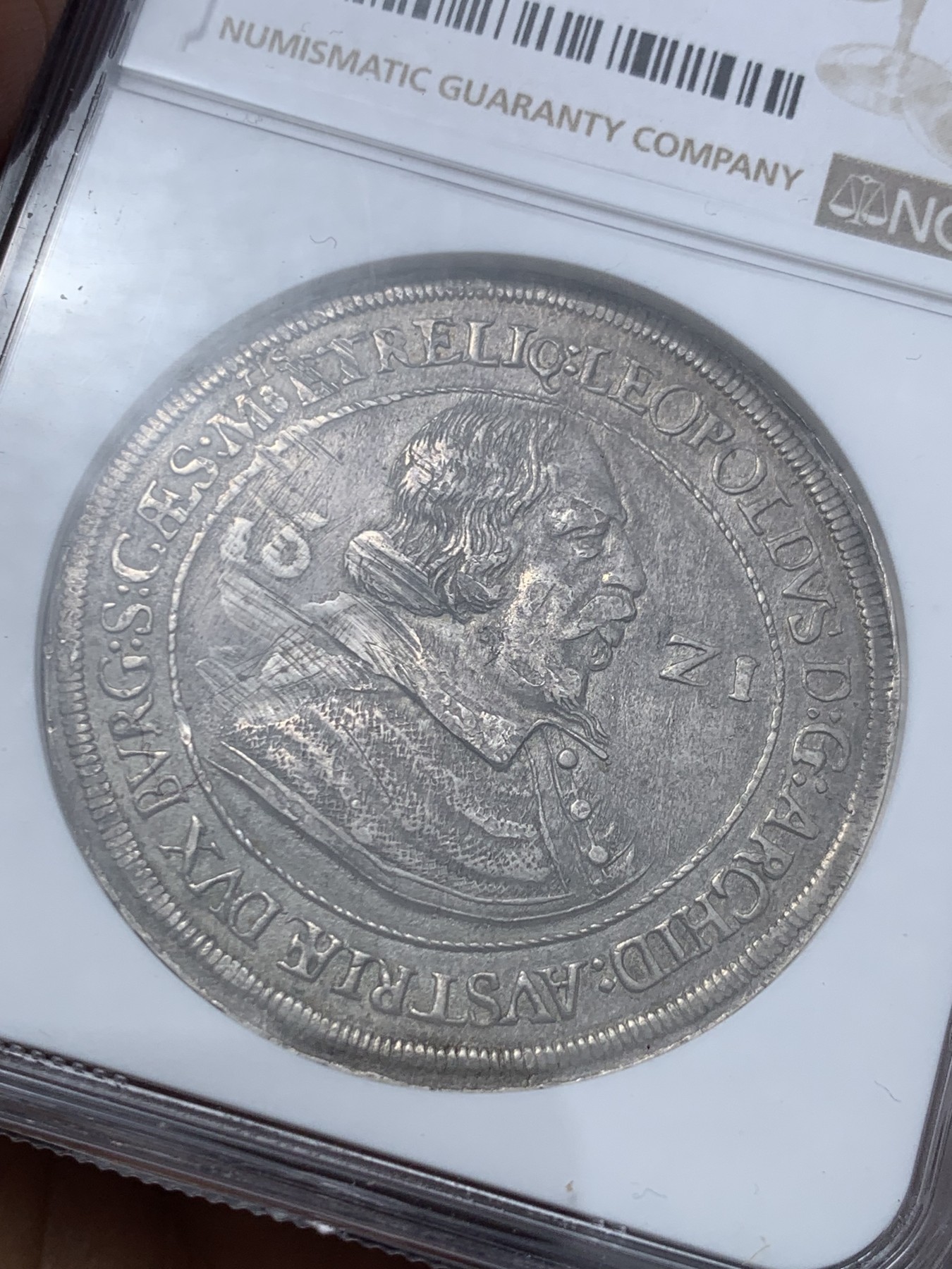 《竞宝斋》第245场-周日，周一 ，周二3场连拍 (全场包邮) NGC-AUD 神圣奥地利利奥波德1621年泰勒 手工打制大银币 细节见图