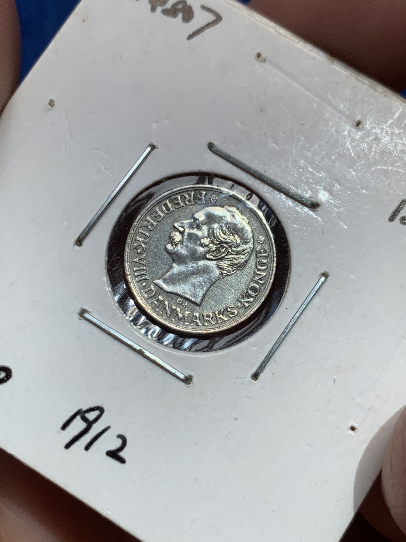 《竞宝斋》第245场-周日，周一 ，周二3场连拍 (全场包邮) 丹麦1912年10欧尔银币 少见头像