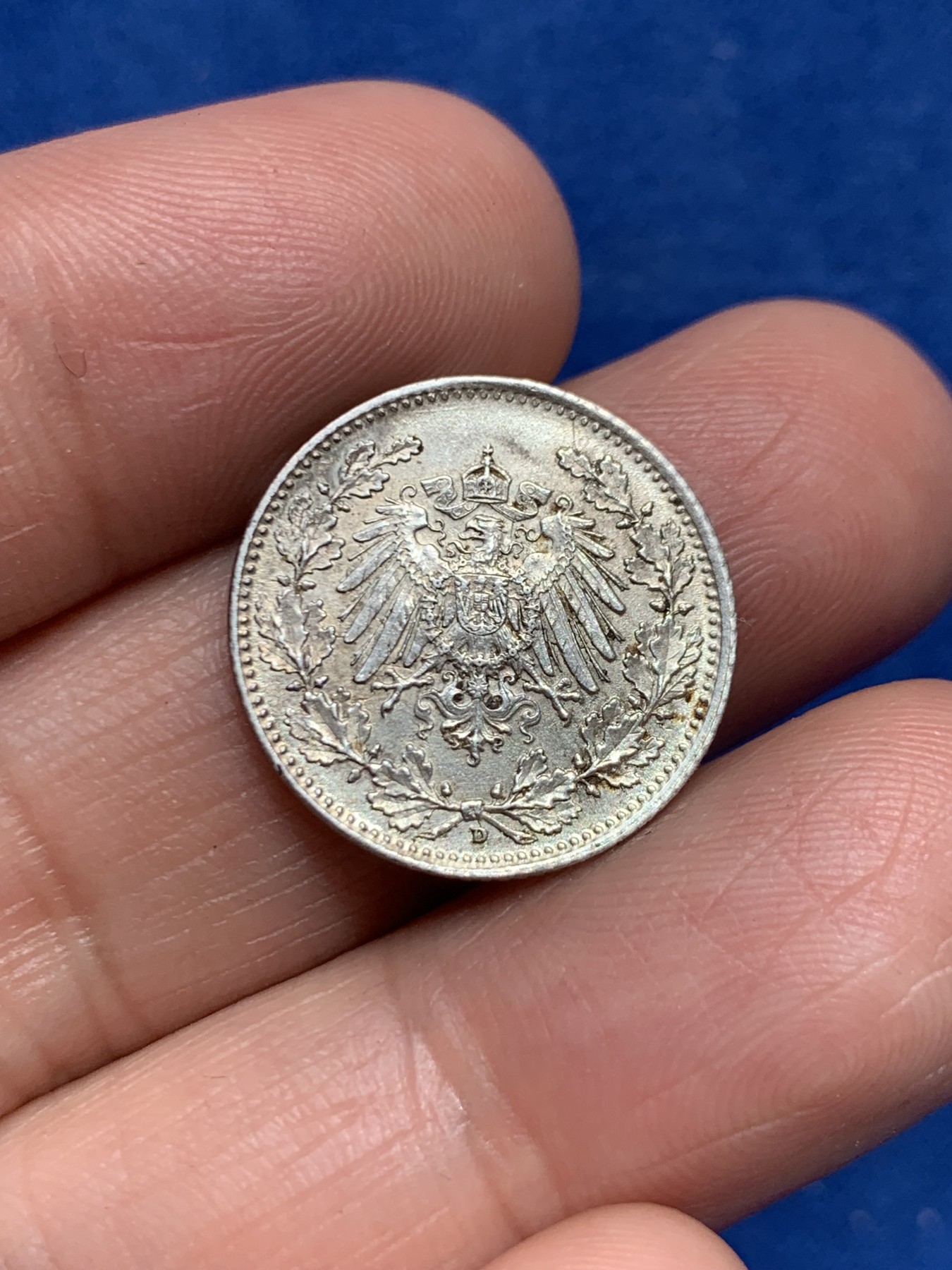 《竞宝斋》第245场-周日，周一 ，周二3场连拍 (全场包邮) 德国1918年半马克D厂银币