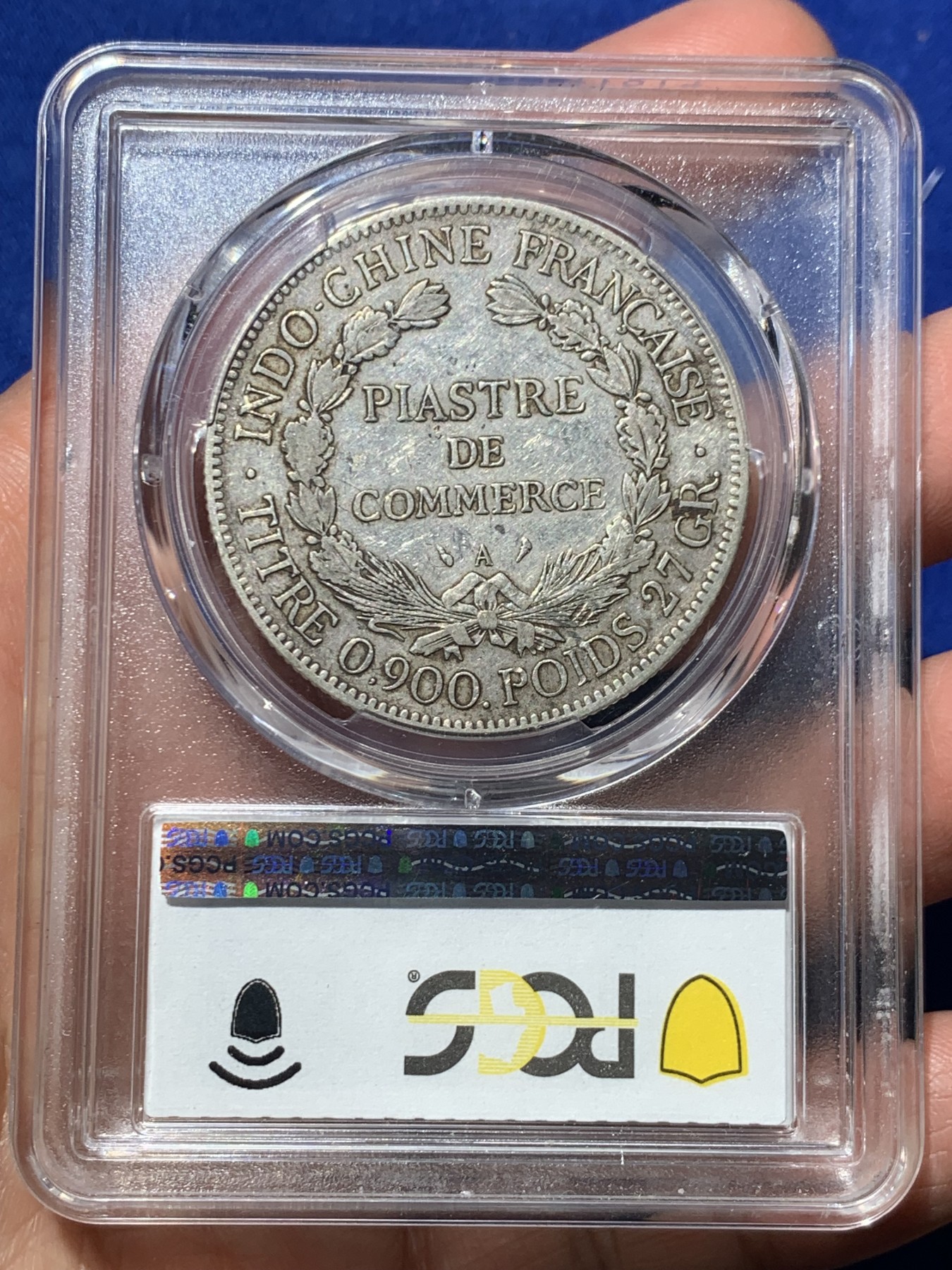 《竞宝斋》第245场-周日，周一 ，周二3场连拍 (全场包邮) PCGS-XF40 坐人坐洋 法国贸易银元皮亚斯特  1908年