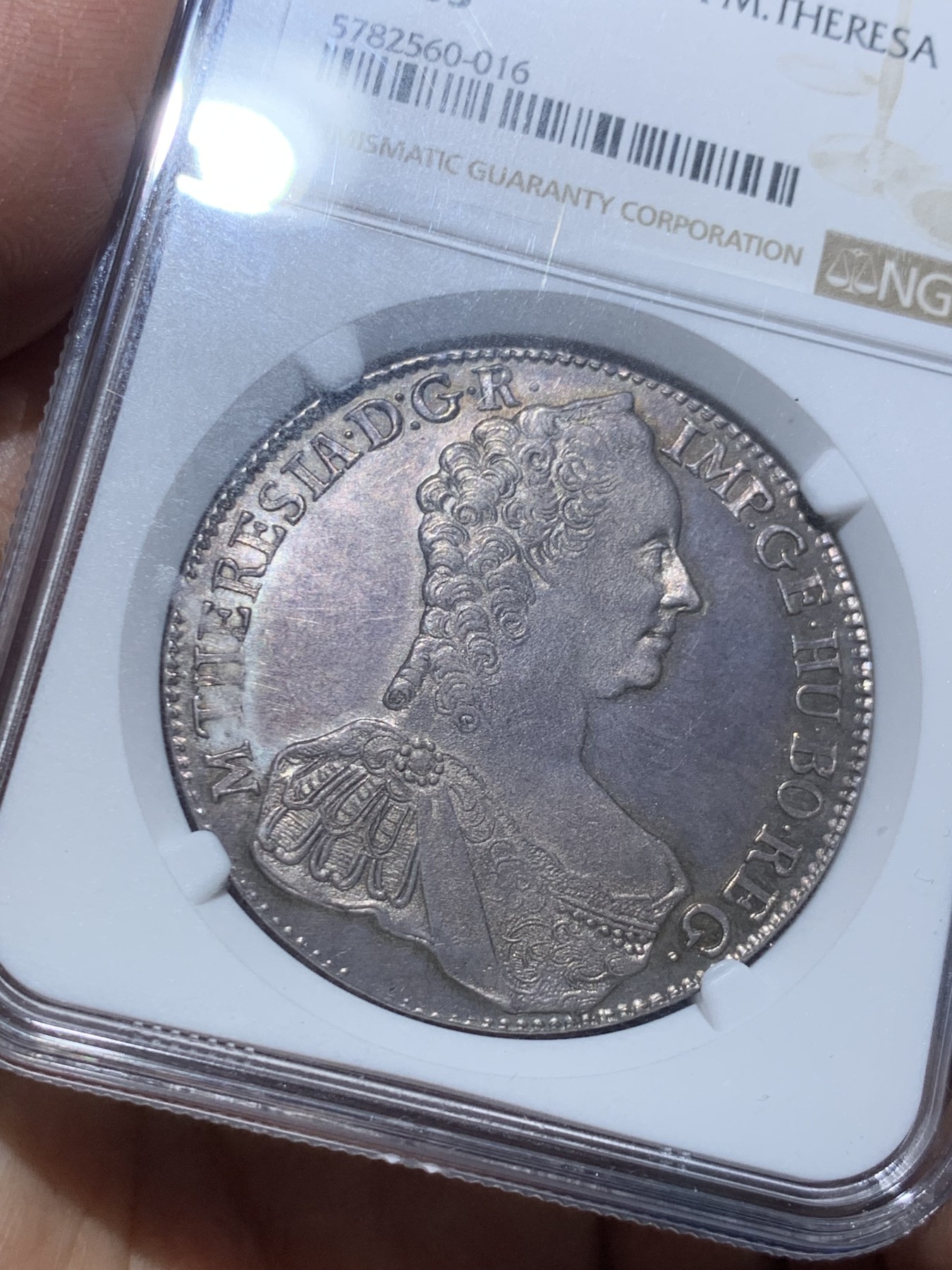 《竞宝斋》第245场-周日，周一 ，周二3场连拍 (全场包邮) 唯一冠军！NGC-MS63 神罗1765年玛丽亚特蕾西亚泰勒 淡紫罗兰包浆