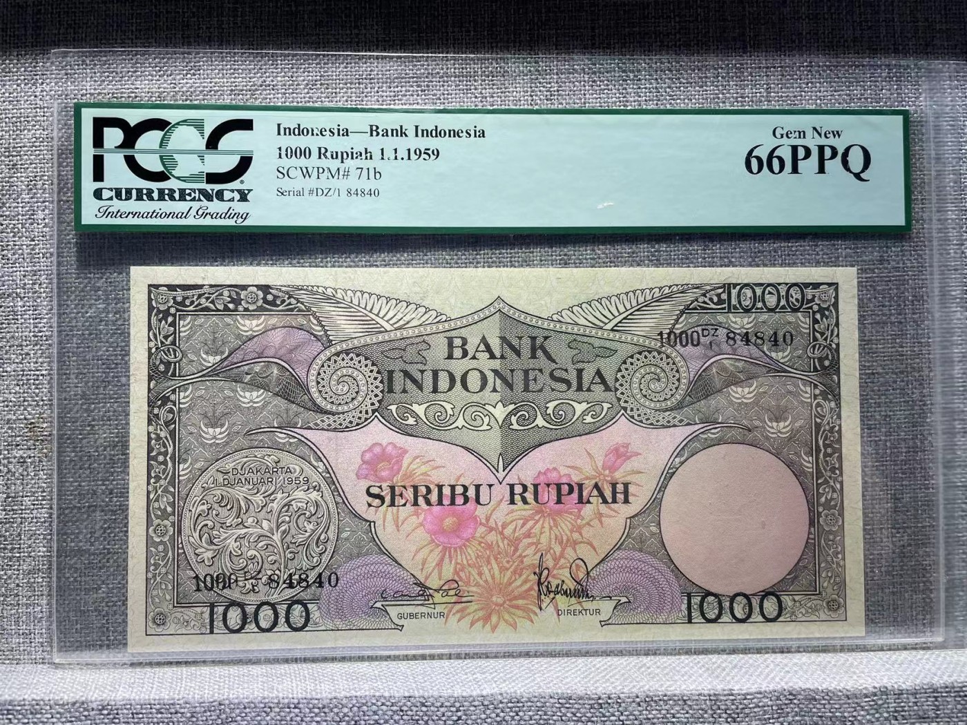 Immortal acution 三月第二场 印度尼西亚经典花鸟版1000，PCGS绿标66分