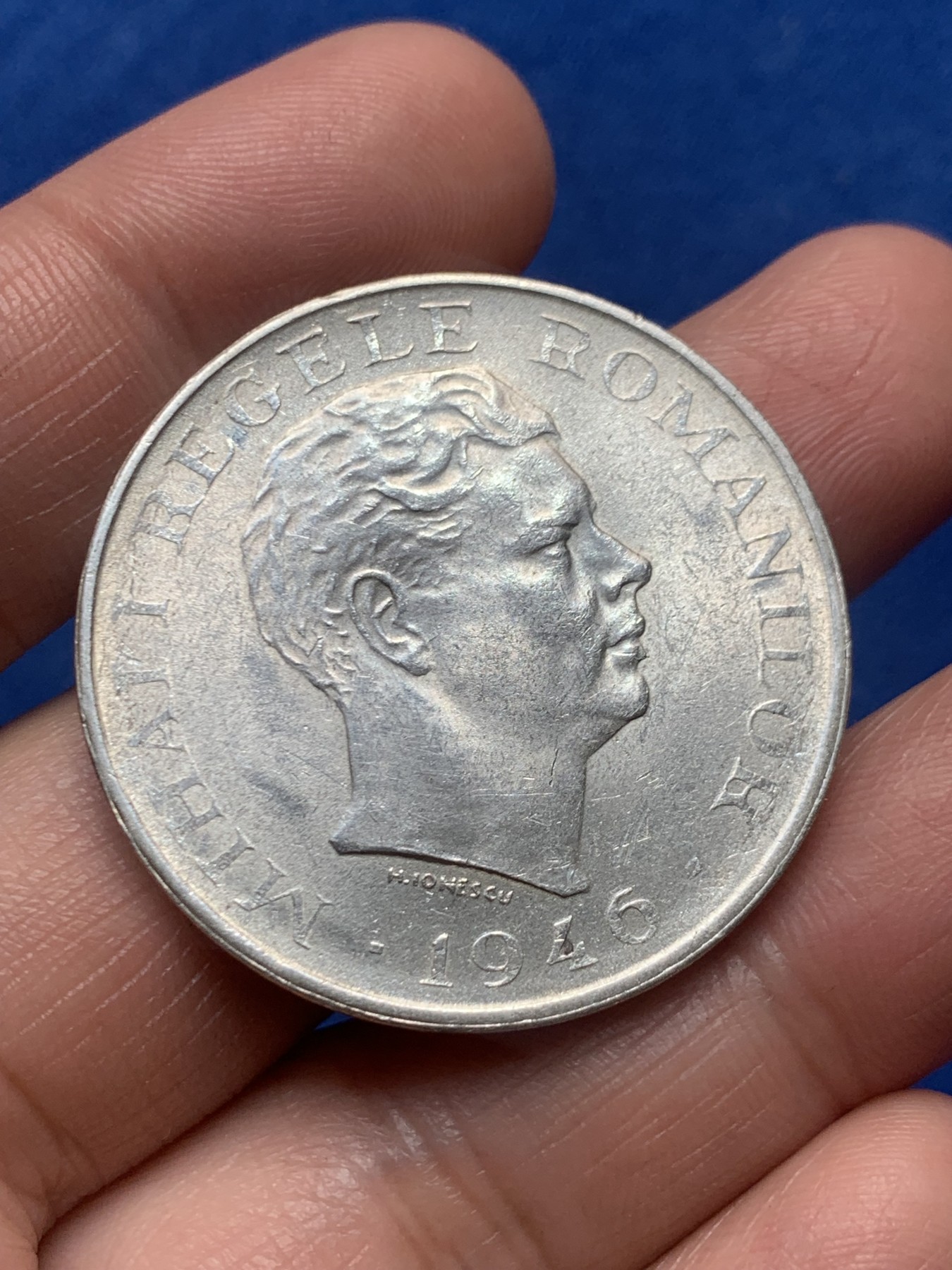 《竞宝斋》第245场-周日，周一 ，周二3场连拍 (全场包邮) 罗马尼亚1946年10万列伊银币