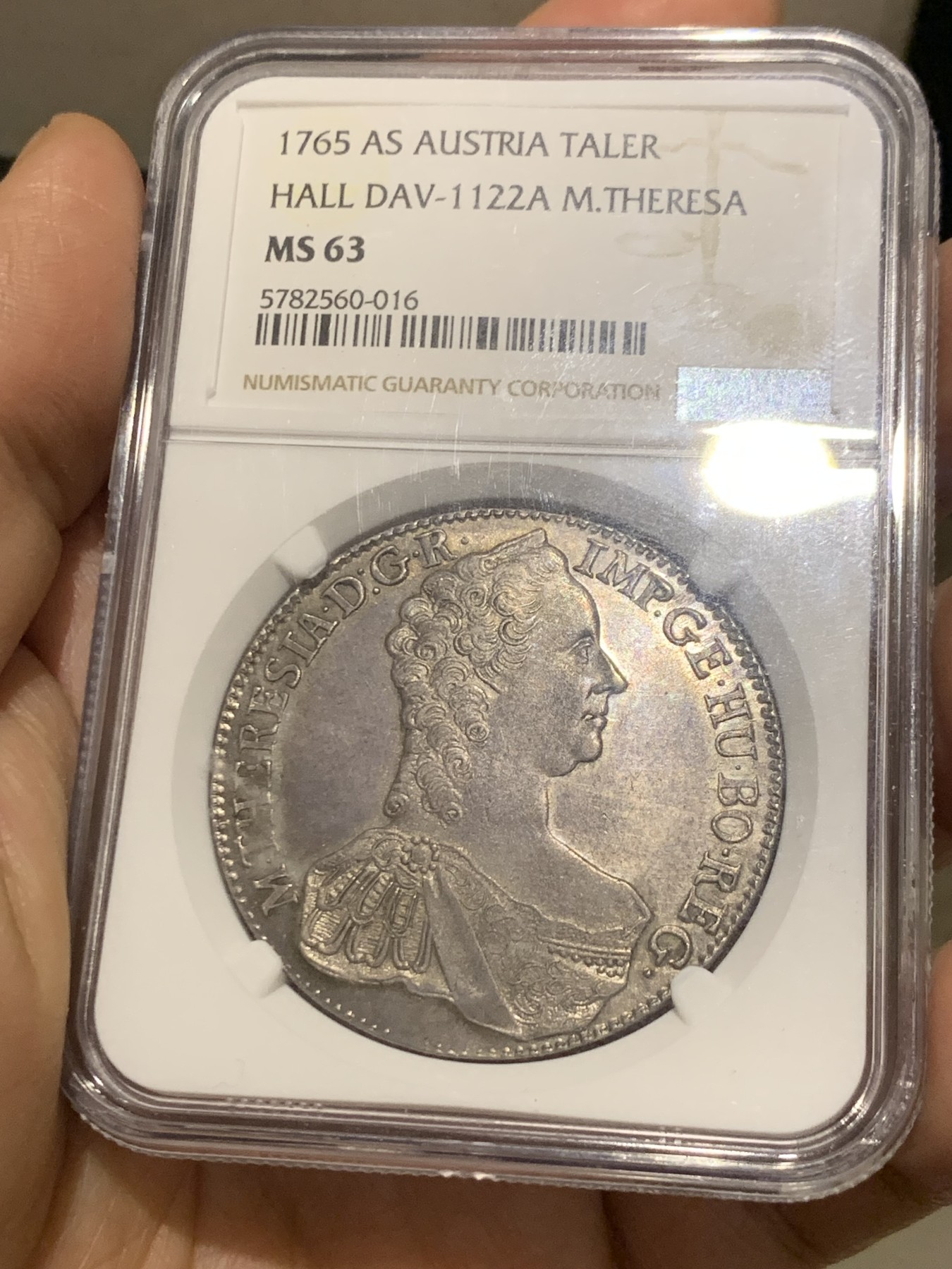 《竞宝斋》第245场-周日，周一 ，周二3场连拍 (全场包邮) 唯一冠军！NGC-MS63 神罗1765年玛丽亚特蕾西亚泰勒 淡紫罗兰包浆