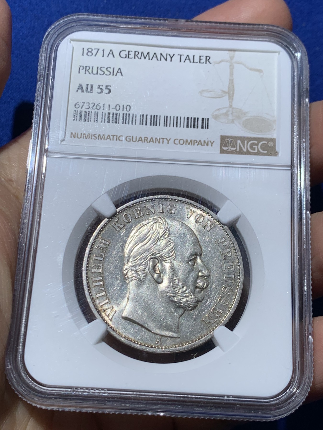 《竞宝斋》第245场-周日，周一 ，周二3场连拍 (全场包邮) NGC AU55 德国1871普鲁士胜利泰勒银币