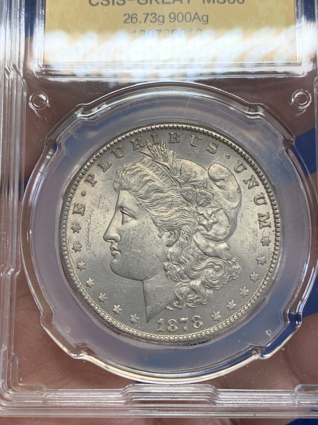 《竞宝斋》第245场-周日，周一 ，周二3场连拍 (全场包邮) CSIS MS60 美国 1878年 摩根银币 1美元