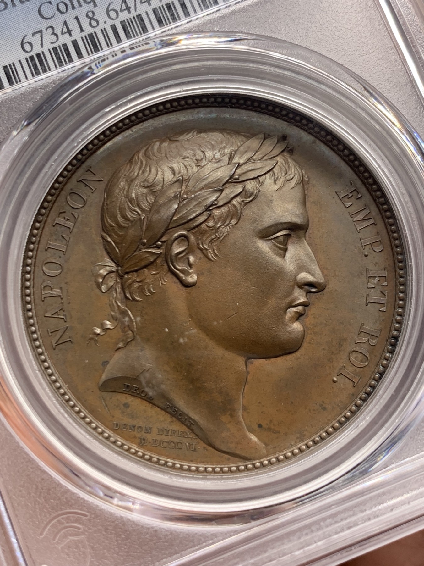 《竞宝斋》第245场-周日，周一 ，周二3场连拍 (全场包邮) PCGS-SP64 法国 1806 拿破仑铜章 征服伊斯特里亚 背面奥古斯都神庙，该半岛位于亚得里亚海顶端，现为意、斯、 克三国划分