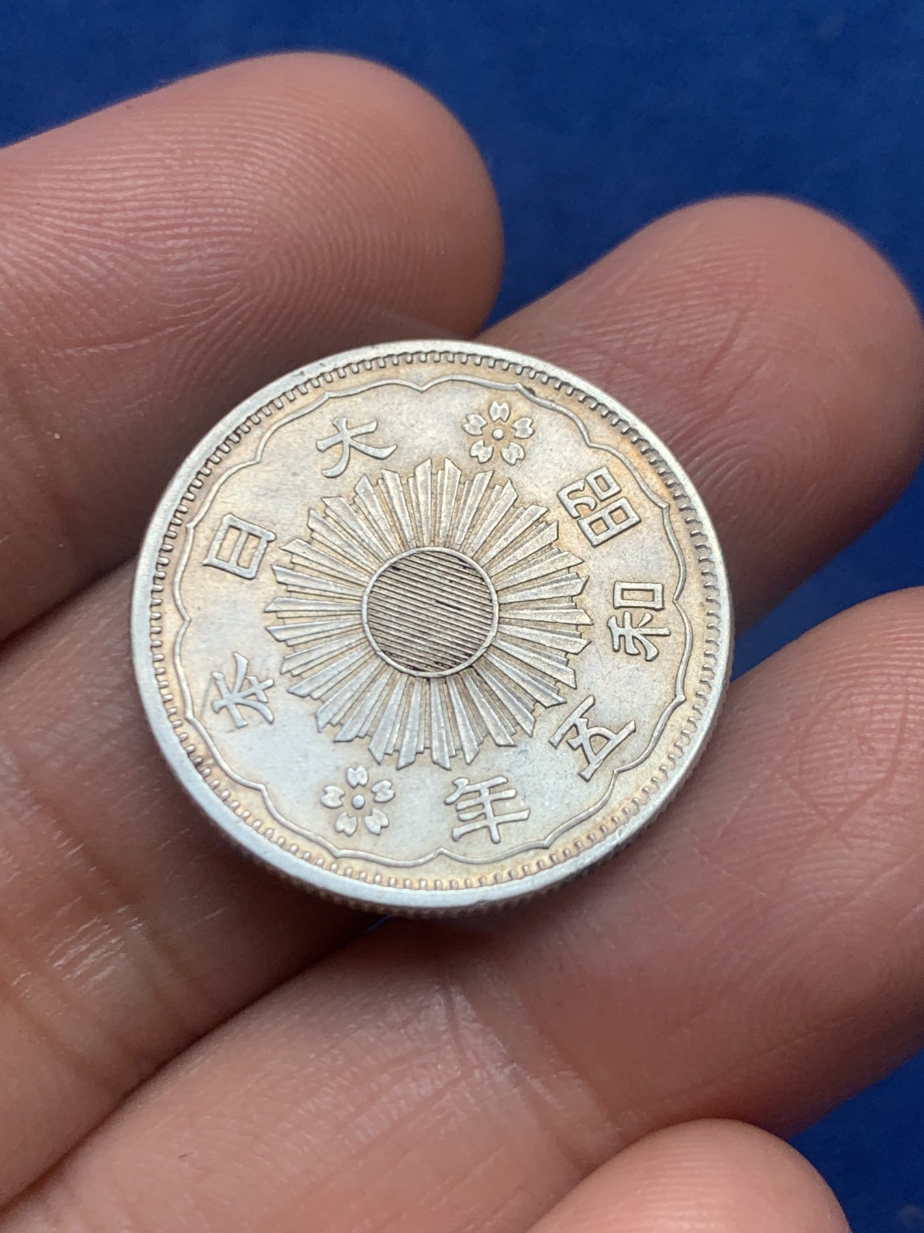 《竞宝斋》第245场-周日，周一 ，周二3场连拍 (全场包邮) 日本1930年昭和五年双凤五十钱银币 带光淡彩