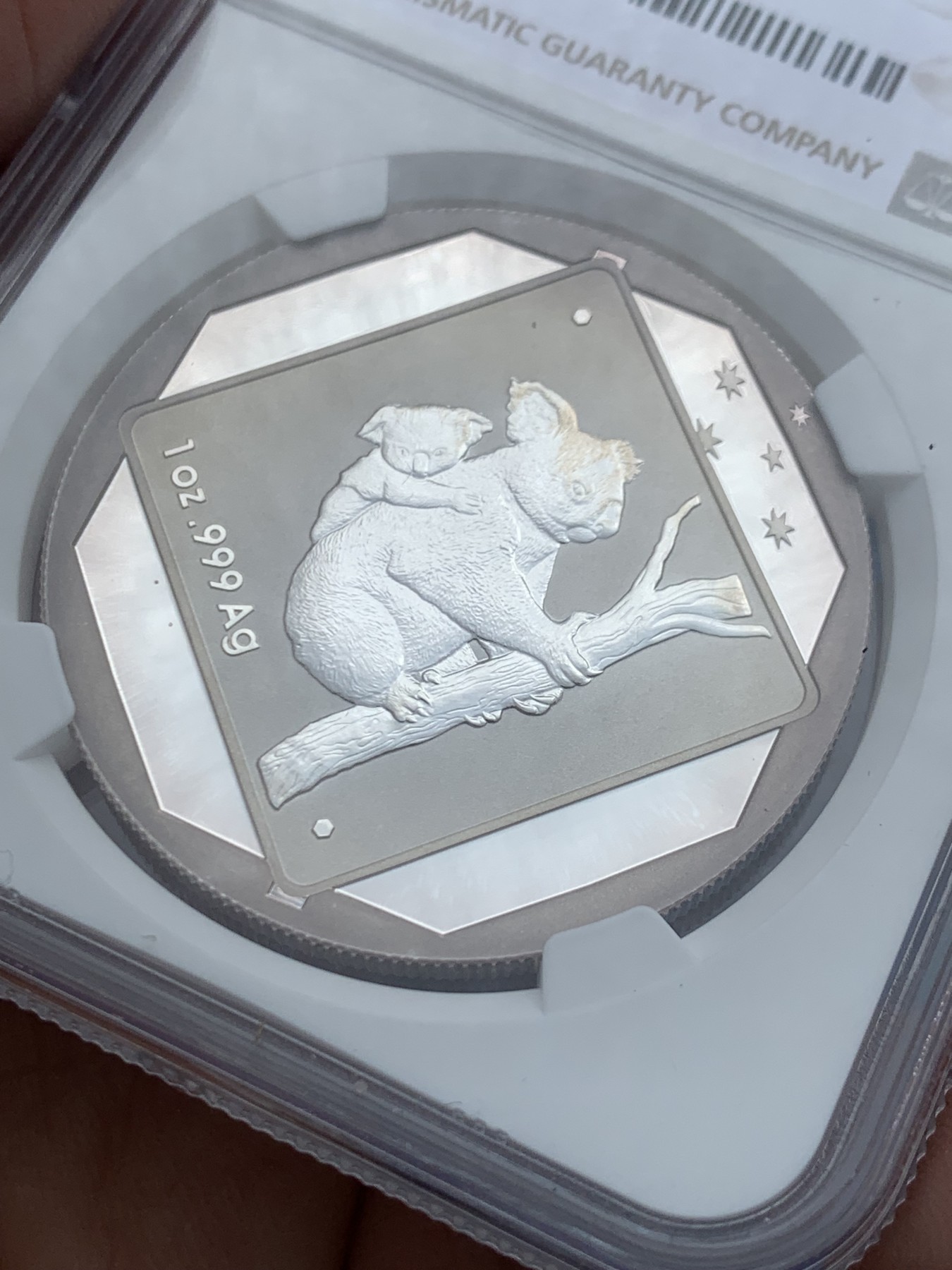 《竞宝斋》第245场-周日，周一 ，周二3场连拍 (全场包邮) NGC MS69 澳大利亚2014年考拉1元银币 原盒装含证书 1盎司 999银 31.1克