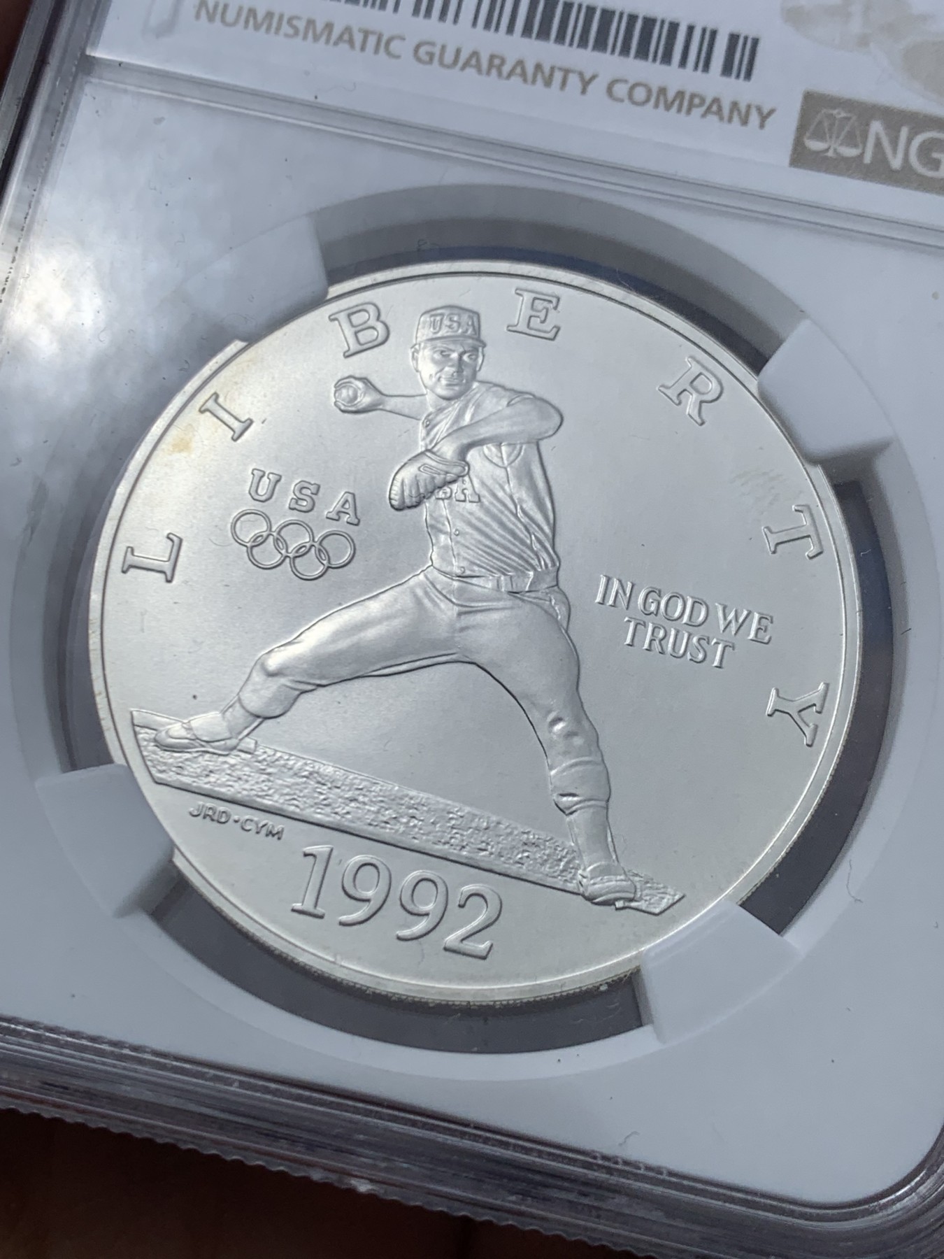 《竞宝斋》第245场-周日，周一 ，周二3场连拍 (全场包邮) NGC MS69 美国1992年D版棒球1美元大银币