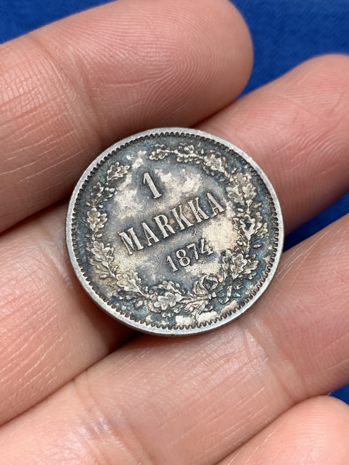 《竞宝斋》第245场-周日，周一 ，周二3场连拍 (全场包邮) 俄占芬兰1874年1马克银币