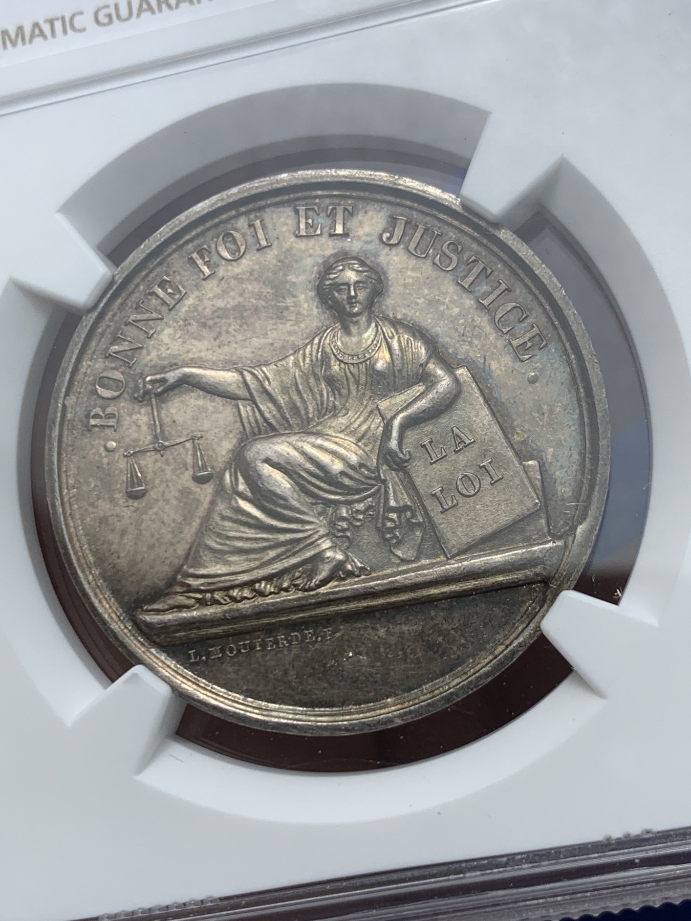 《竞宝斋》第245场-周日，周一 ，周二3场连拍 (全场包邮) NGC MS62 法国1840-1842年里昂商会银章，手指边铭