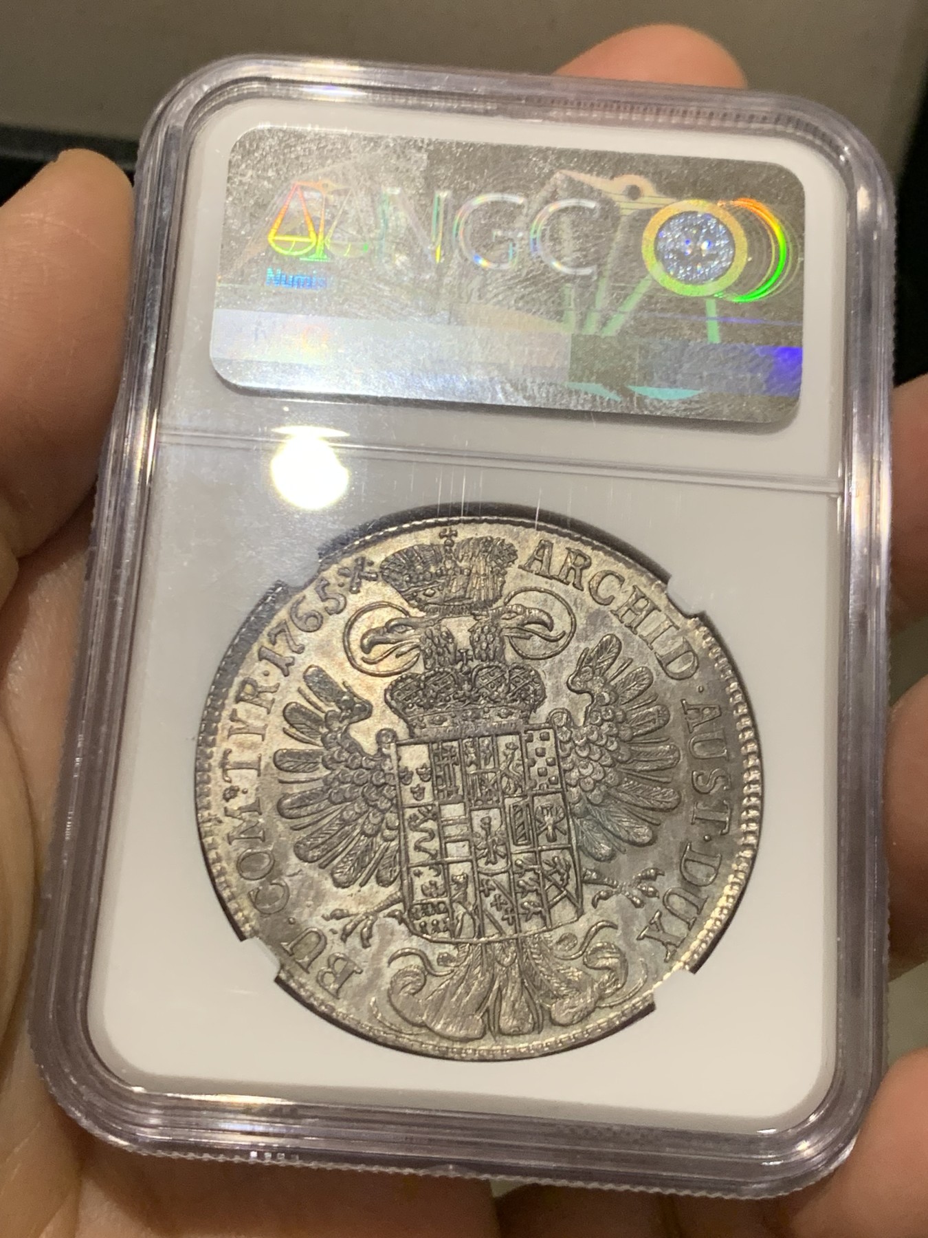 《竞宝斋》第245场-周日，周一 ，周二3场连拍 (全场包邮) 唯一冠军！NGC-MS63 神罗1765年玛丽亚特蕾西亚泰勒 淡紫罗兰包浆