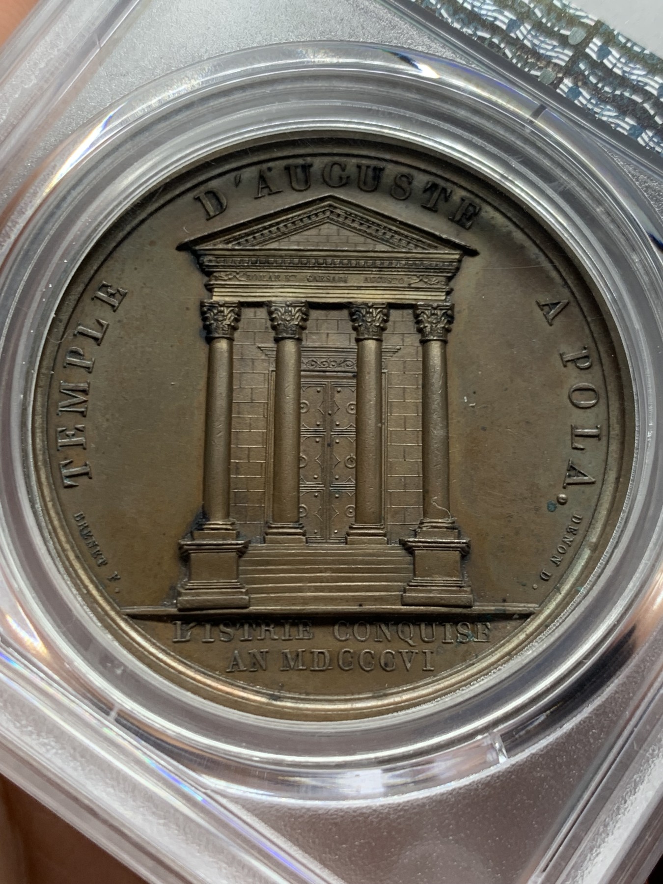 《竞宝斋》第245场-周日，周一 ，周二3场连拍 (全场包邮) PCGS-SP64 法国 1806 拿破仑铜章 征服伊斯特里亚 背面奥古斯都神庙，该半岛位于亚得里亚海顶端，现为意、斯、 克三国划分