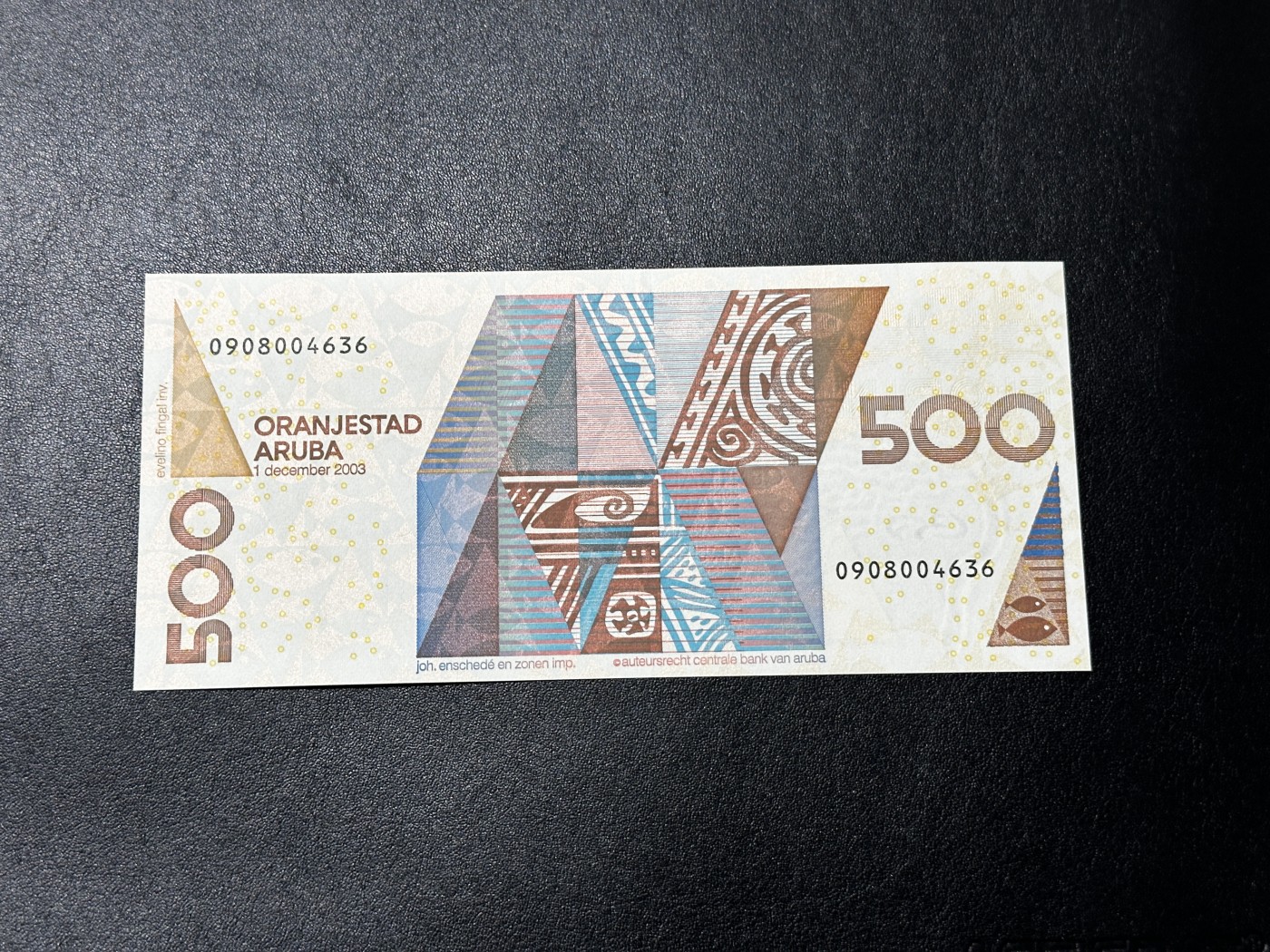 《外钞收藏家》第三百四十七期 美洲纸币专场（荷属安的列斯、福克兰群岛、阿鲁巴、墨西哥等） 阿鲁巴2003年500弗洛林（P20），最高面值极少 全新UNC