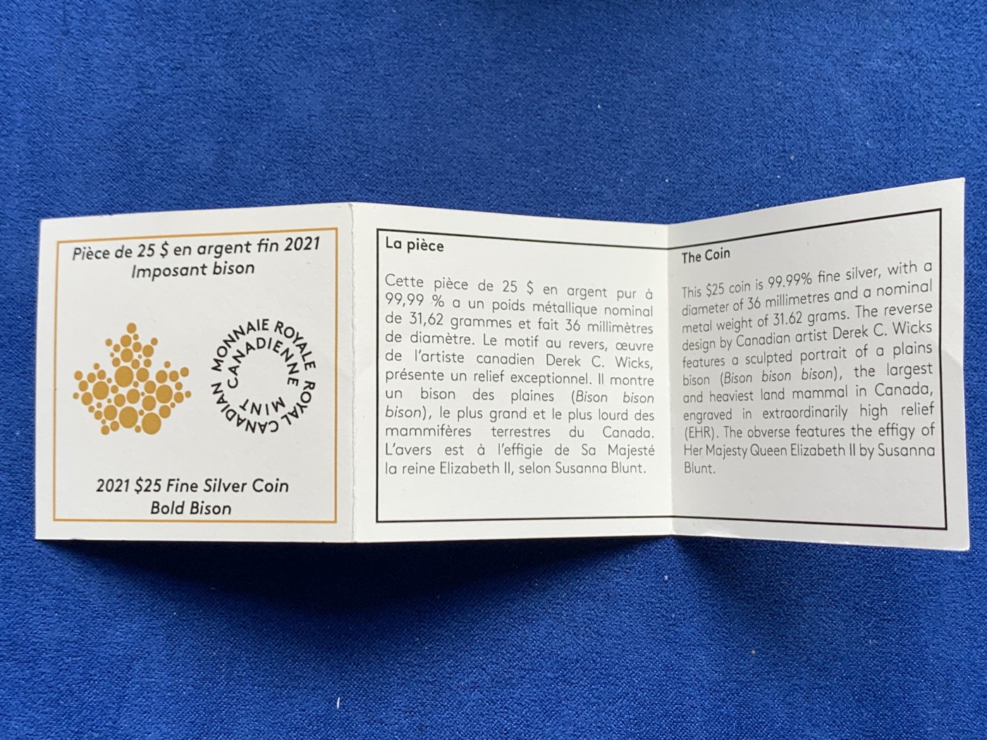 《竞宝斋》第245场-周日，周一 ，周二3场连拍 (全场包邮) 加拿大2021年发行野生动物系列-北美野牛精制银币-25加元（超高浮雕作品，限量5000枚） 礼盒装带证书 36mm 1盎司 9999银