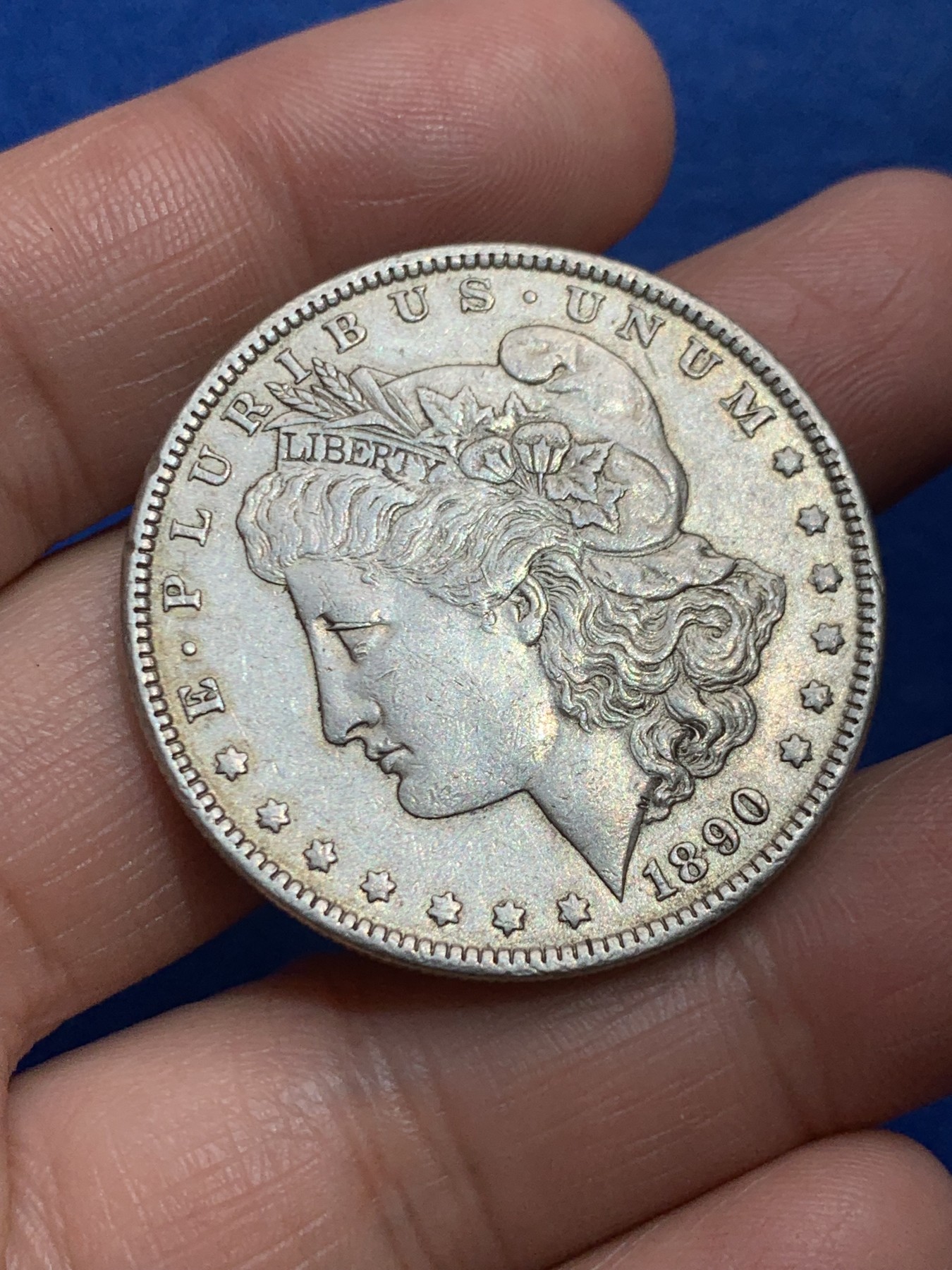 《竞宝斋》第245场-周日，周一 ，周二3场连拍 (全场包邮) 美国1890年淡带彩美品摩根大银币