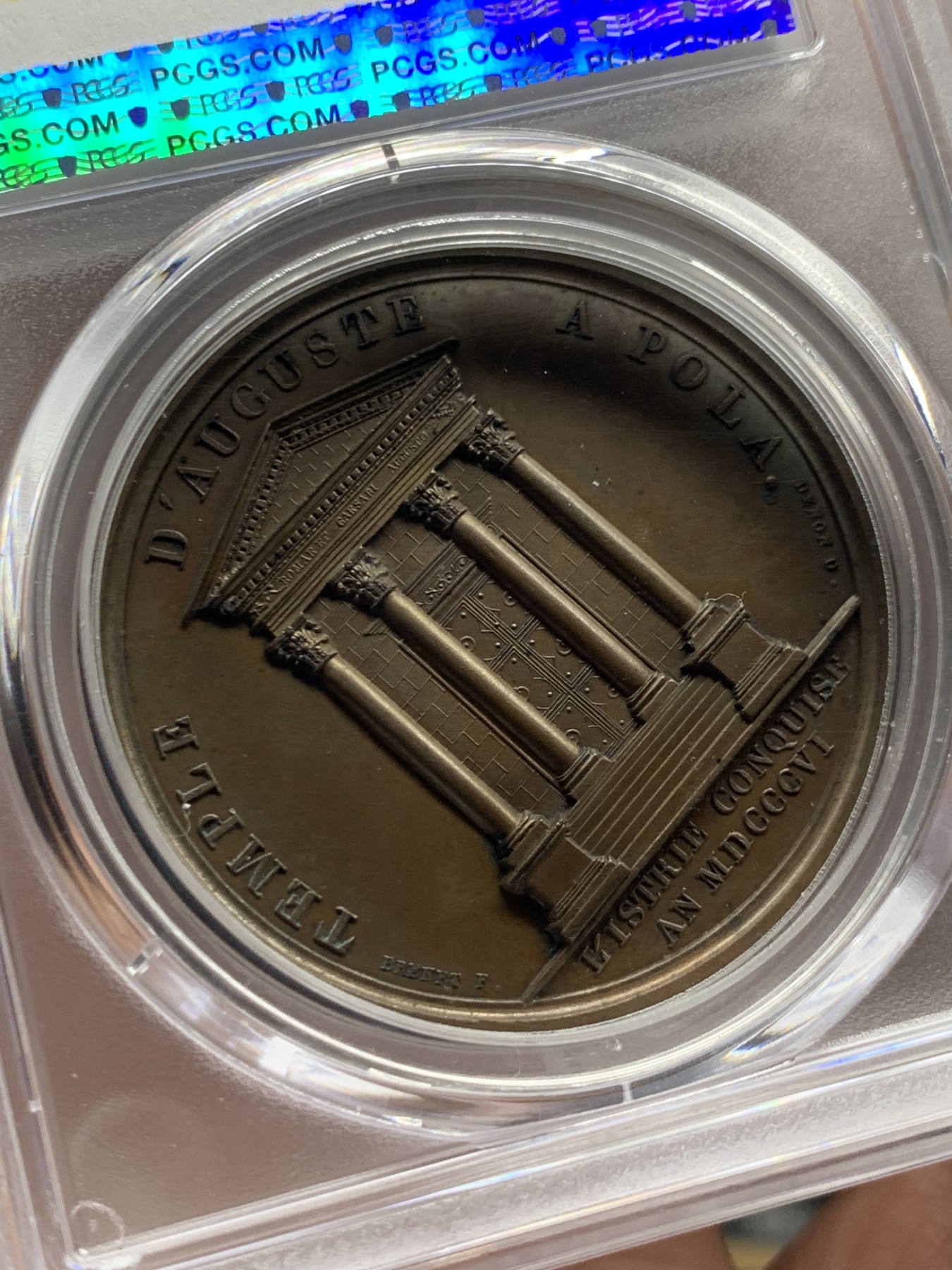 《竞宝斋》第245场-周日，周一 ，周二3场连拍 (全场包邮) PCGS-SP64 法国 1806 拿破仑铜章 征服伊斯特里亚 背面奥古斯都神庙，该半岛位于亚得里亚海顶端，现为意、斯、 克三国划分