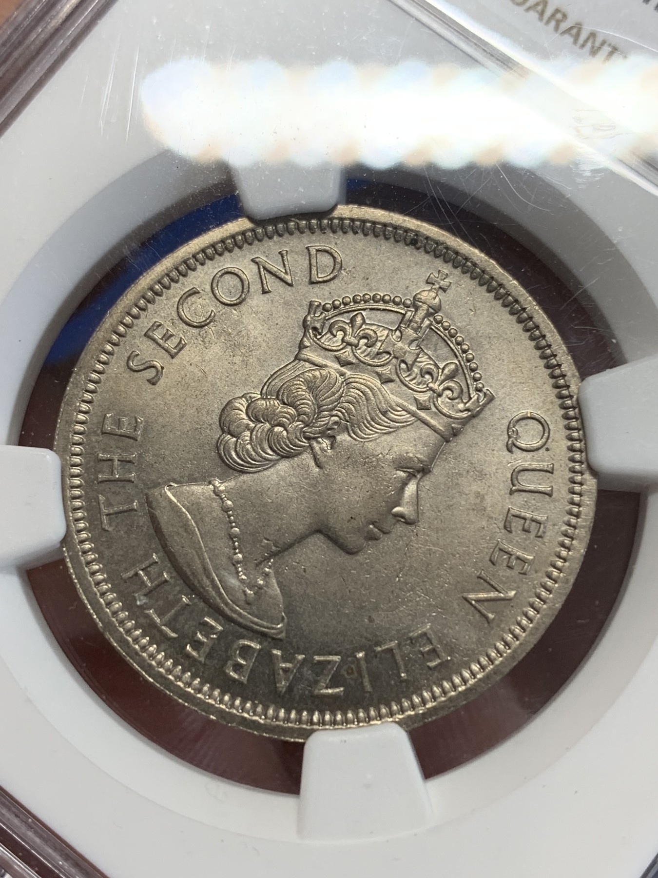 《竞宝斋》第245场-周日，周一 ，周二3场连拍 (全场包邮) NGC MS63 香港1960年大一元镍币 尖冠版女皇头像 首年发行