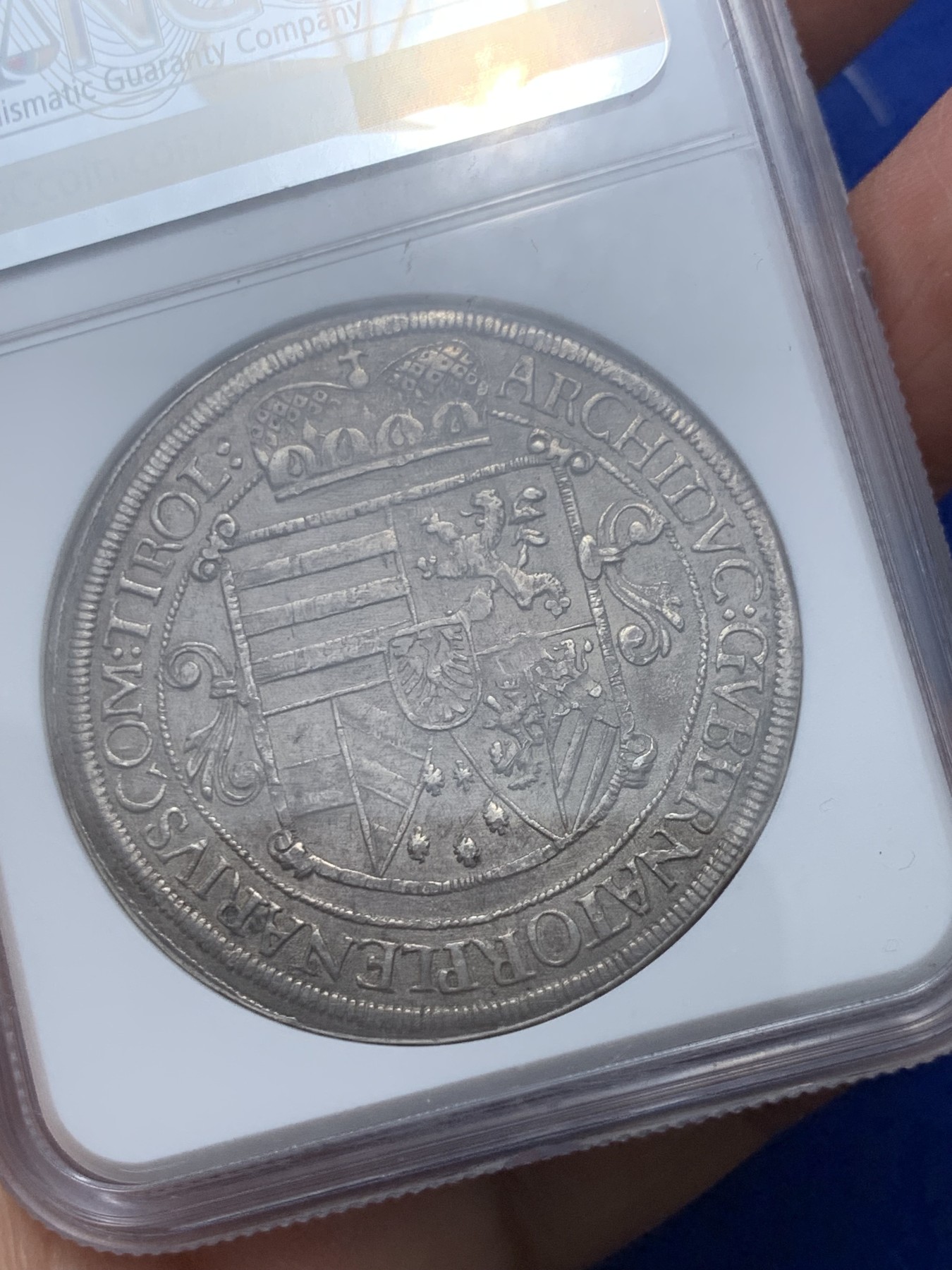 《竞宝斋》第245场-周日，周一 ，周二3场连拍 (全场包邮) NGC-AUD 神圣奥地利利奥波德1621年泰勒 手工打制大银币 细节见图