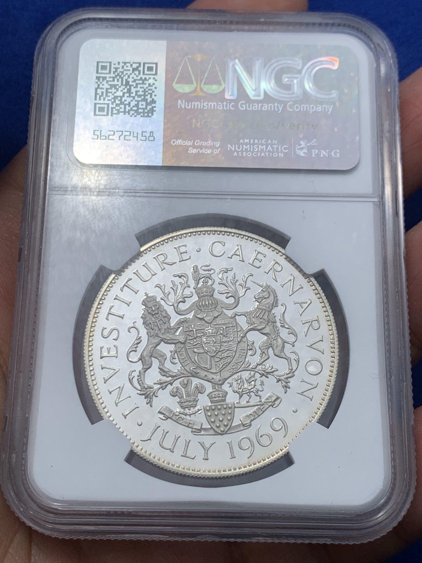 《竞宝斋》第245场-周日，周一 ，周二3场连拍 (全场包邮) NGC PF63UC 英国1969年查尔斯加冕威尔士亲王纪念精制银章