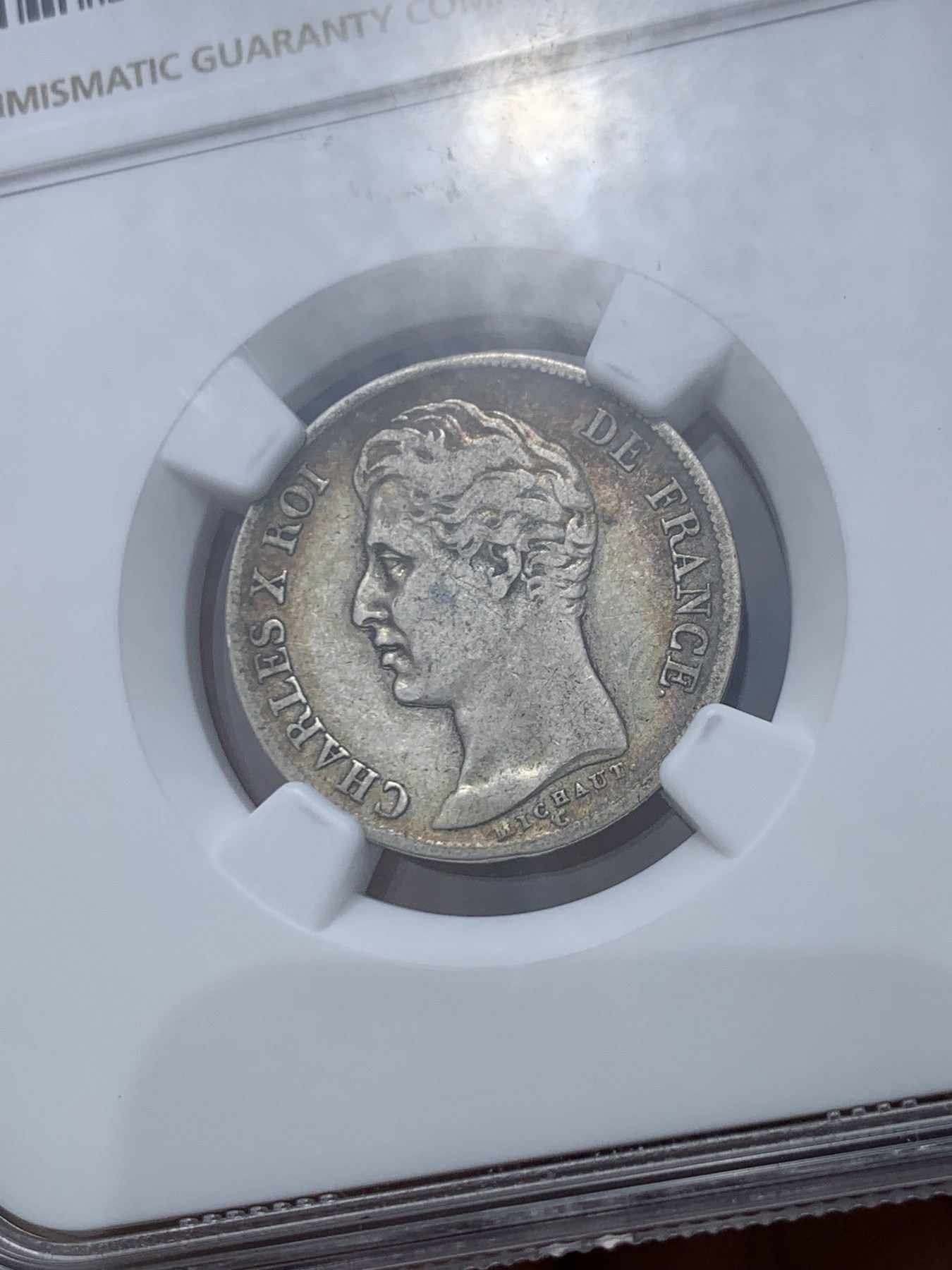 《竞宝斋》第245场-周日，周一 ，周二3场连拍 (全场包邮) NGC VF30 法国1826年查理十世1法郎银币 五彩老味道 查理十世的小法郎少见 好品很贵的