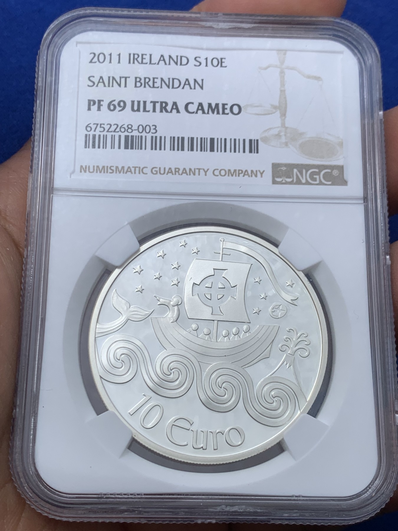 《竞宝斋》第245场-周日，周一 ，周二3场连拍 (全场包邮) NGC PF69UC 爱尔兰2011年圣布伦航行10欧银币